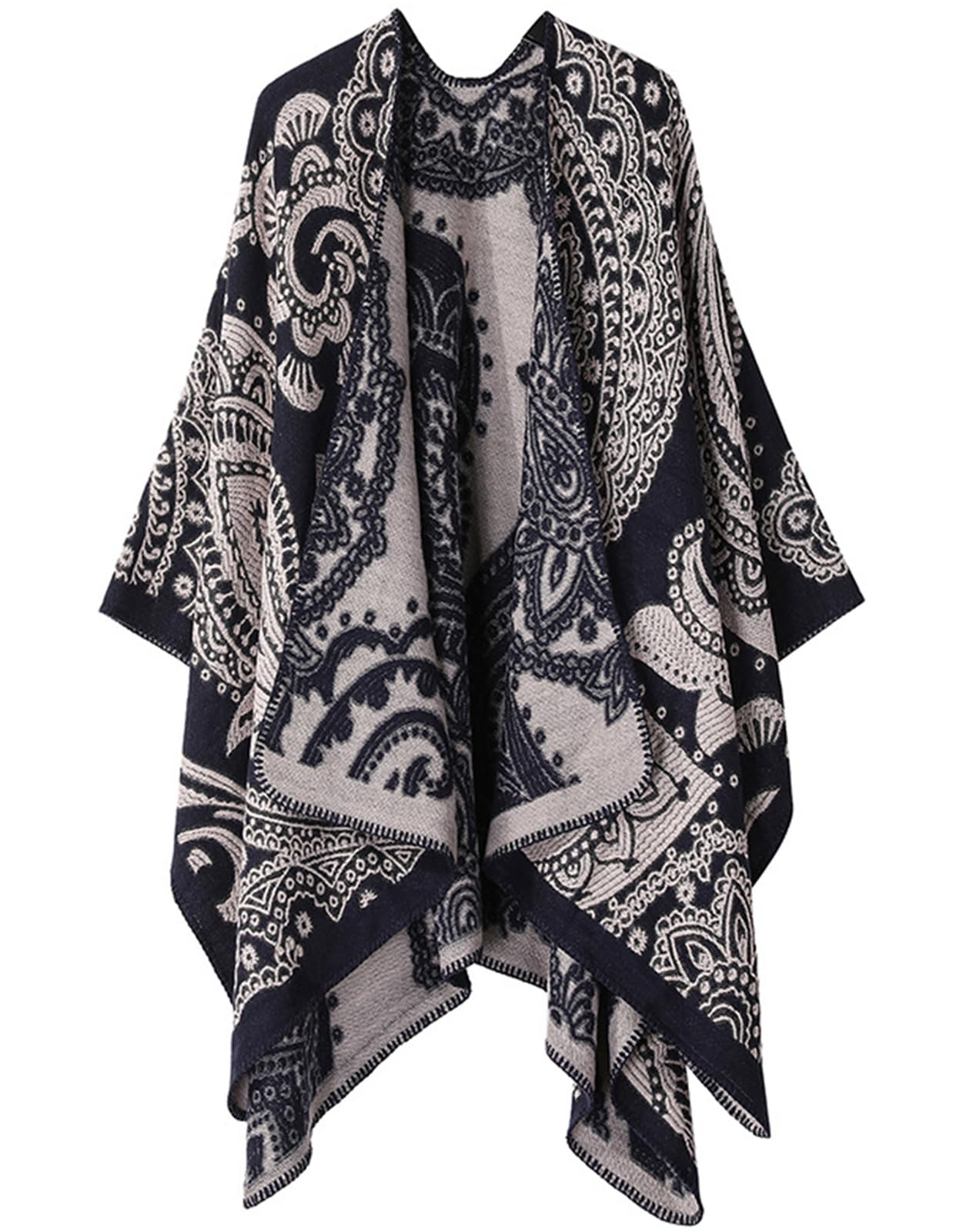 Women's Shawl Wraps Open Front Poncho Cape Oversized Sweaters Casual Cardigan Shawls for Fall Winter