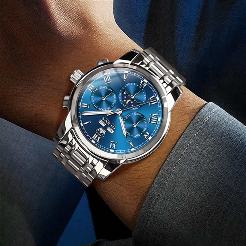 OLEVS Blaue automatische Herrenuhren, goldene selbstaufziehende mechanische Business Luxus-Armban... Ansicht 4