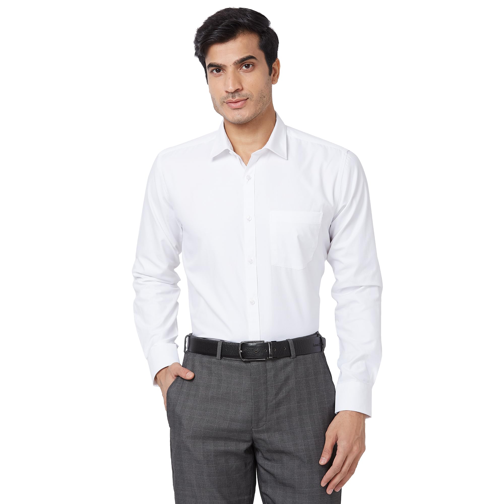 park avenue Men Slim Fit Herringbone Pattern Poly Cotton Blend Semi Cutaway Collar Full Sleeve Formal Shirt-picture-26