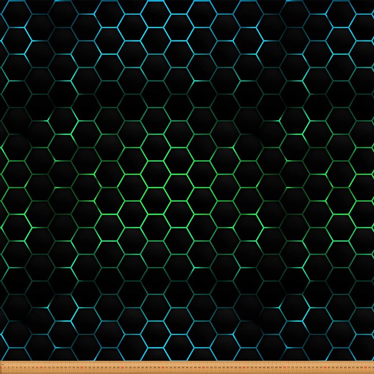 Honeycomb Fabric by The Yard, Ombre Hexagon Geometric Upholstery Fabric for Chairs, Beehive Stereoscopic Dense Hole Art Decorative Fabric, Upholstery and Home Accents, Blue Green, 1 Yard