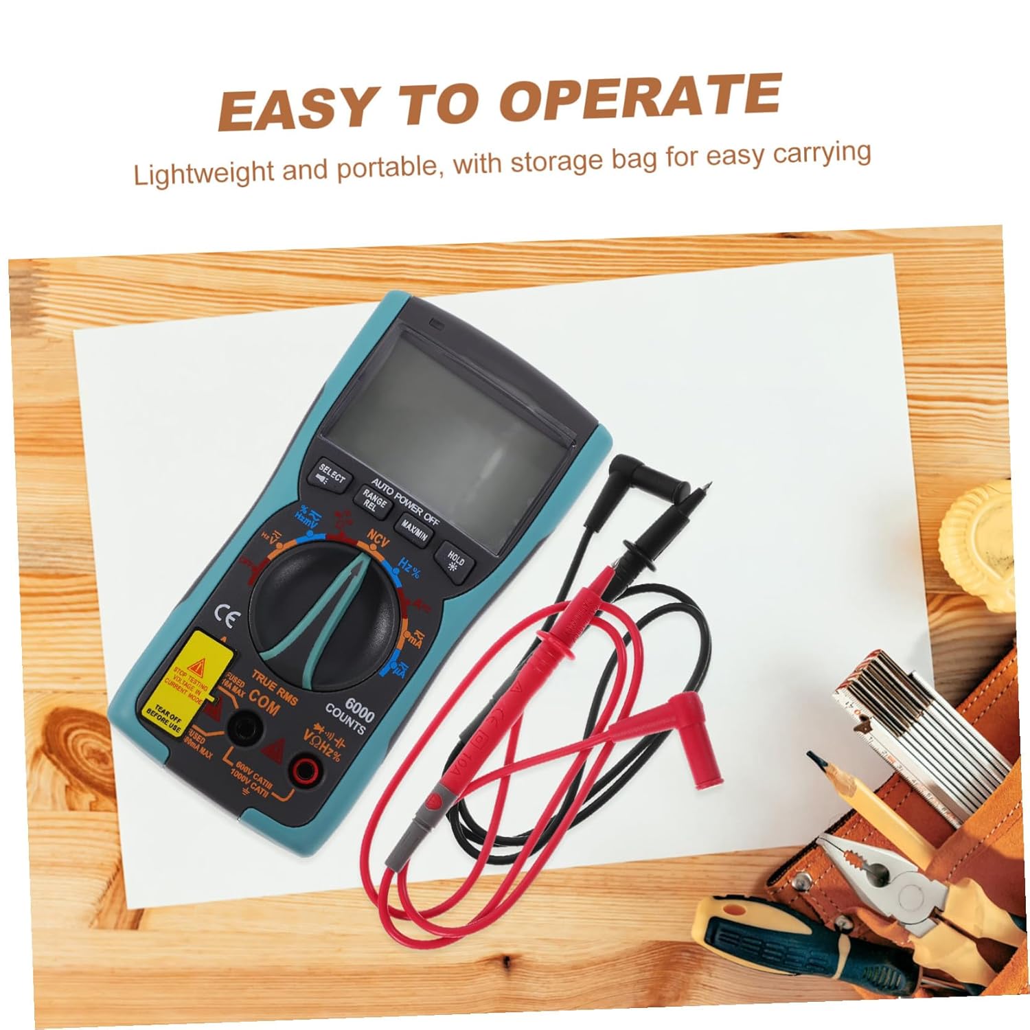 VILLCASE Auto Ranging Digital Multimeter Portable High Precision Multi Tester with Backlight Display for Voltage Resistance Capacitance Measurement Blue