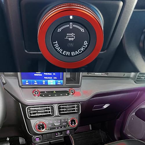 Miniatura 10 de Cubierta de aluminio para perilla de volumen de sonido de consola central compatible con Ford Maverick 2022 2023 XL XLT Lariat Car AC Aire