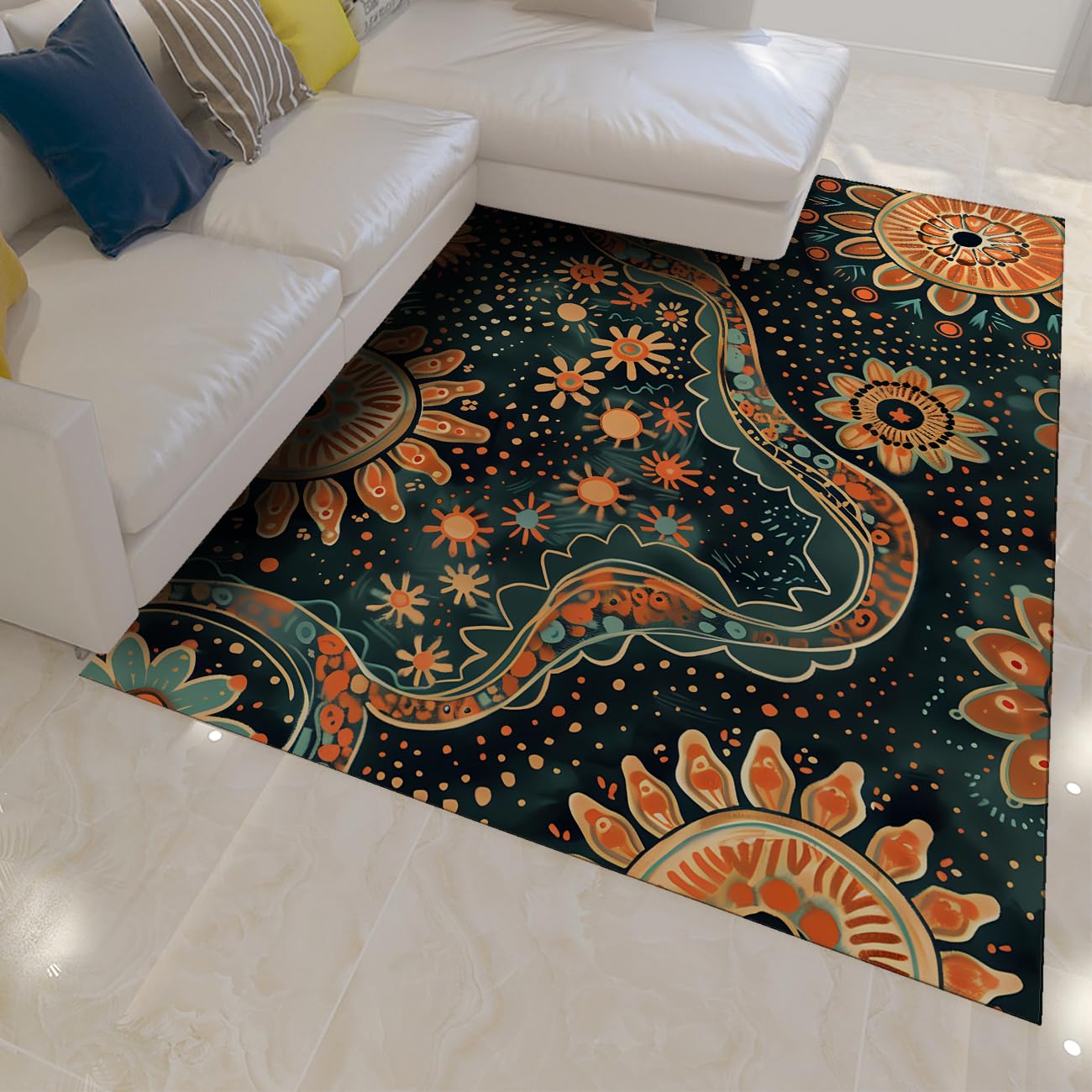 Carpette salon vintage 160x230cm aux finitions soignées