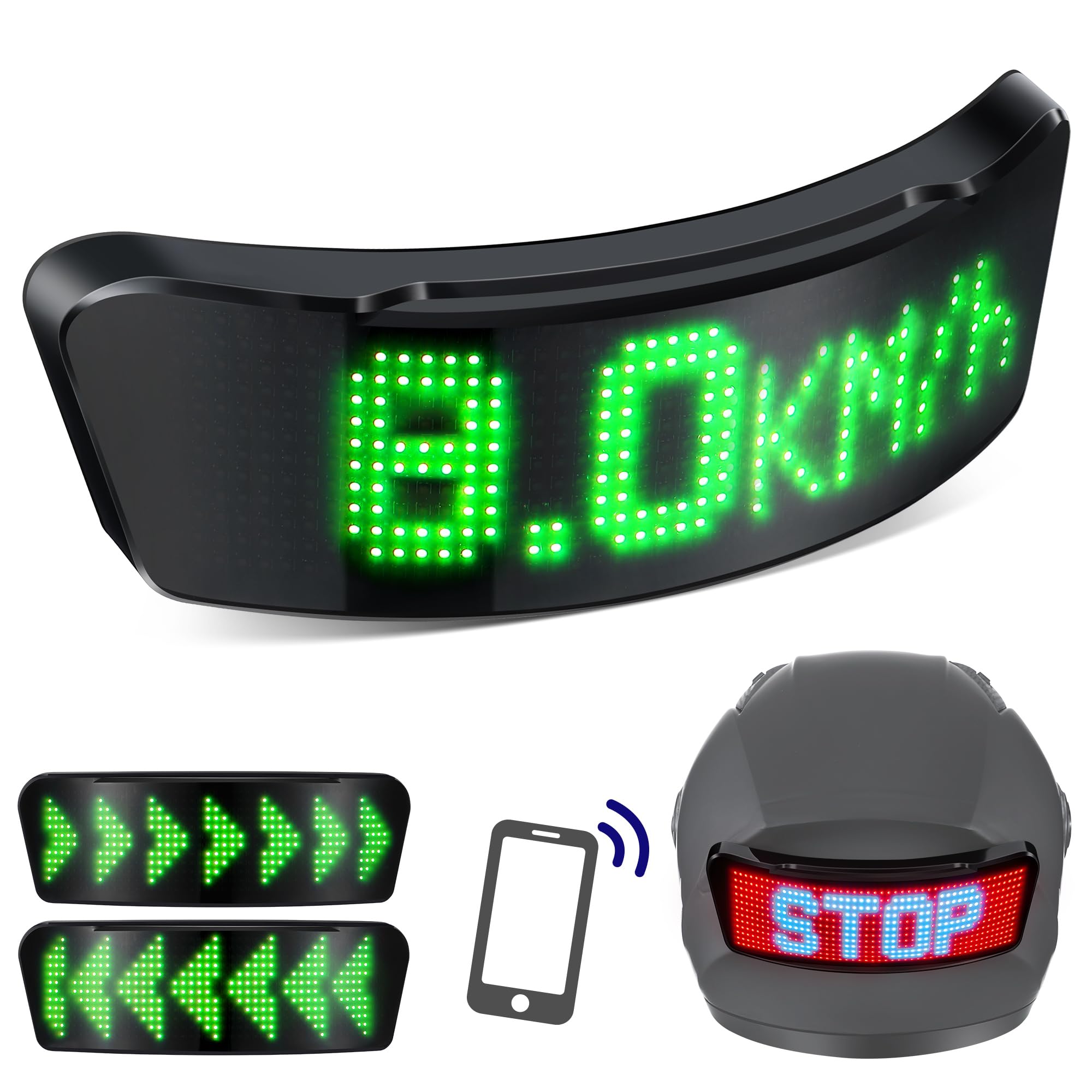 Hiboom Motorcycle Helmet Light, Wireless LED Bike Helmet Light DIY Setting Function by Mobile Phone, Colorful Helmet Light for Night Riding Compatible with Schwinn Thrasher Bike Helmet