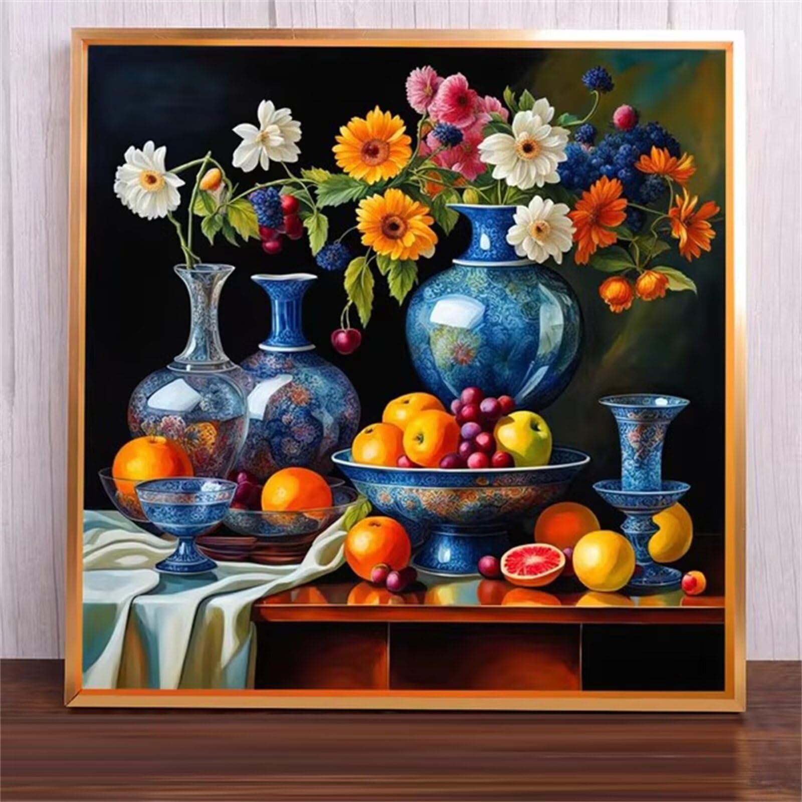 Dipingere con i Numeri per Adulti Fiore di bottiglia di frutta,Senza Cornice Fai da te Olio La Pittura di Numeri Kit Dipingi con Numeri con Acrilico Vernici e Pennelli Decora la casa Regalo - 70x70cm