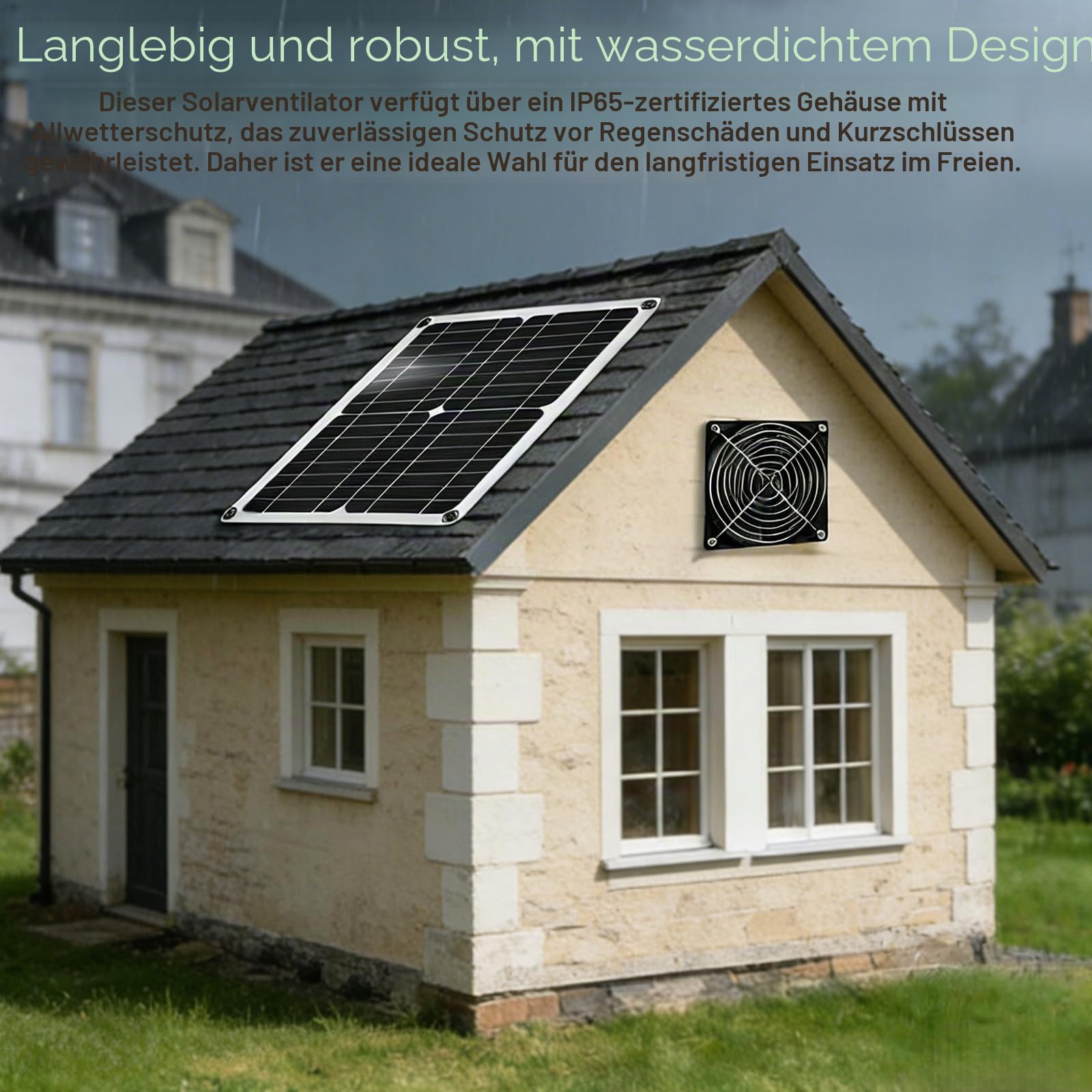 Solar Lüfter 12W, Solarpanel Fan Kit mit Doppelventilator, Wetterfest Solar Ventilator für Hühnerställe, Gewächshäuser, Schuppen & Haustierhäuser