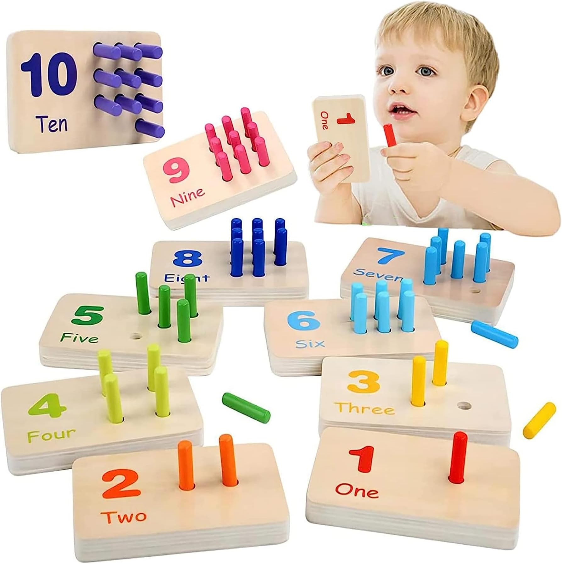 AM ANNA Wooden Counting Peg Board - Montessori Math and Numbers for ...