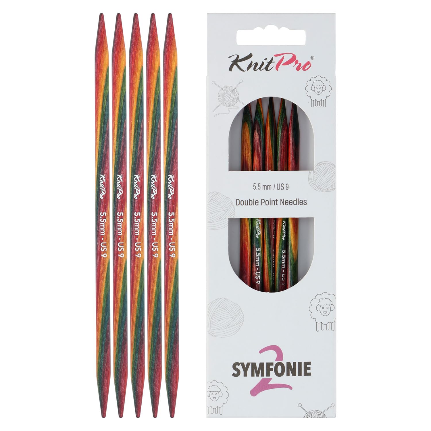KnitPro Symfonie 2 Double Pointed Needles 6" (15cm) | 5.5mm