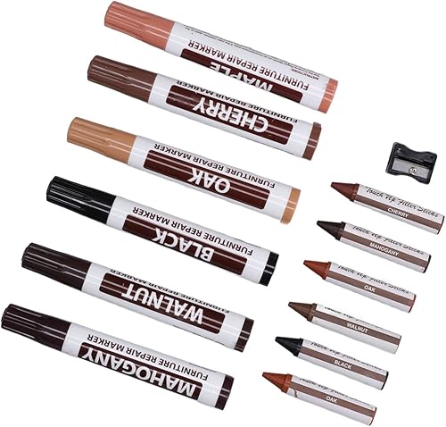 Miniatura 4 de Kit de reparación de muebles, marcadores de madera, marcadores de muebles de retoque, 6 marcadores de muebles para arañazos de madera, mesas de piso