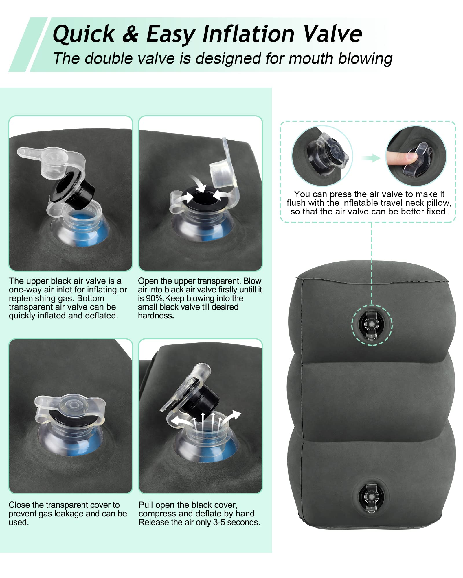 JefDiee Inflatable Travel Foot Rest Pillow Kids Airplane Bed Adjustable 3 Layers Height Leg Rest Pillow Adults Travel — view 6