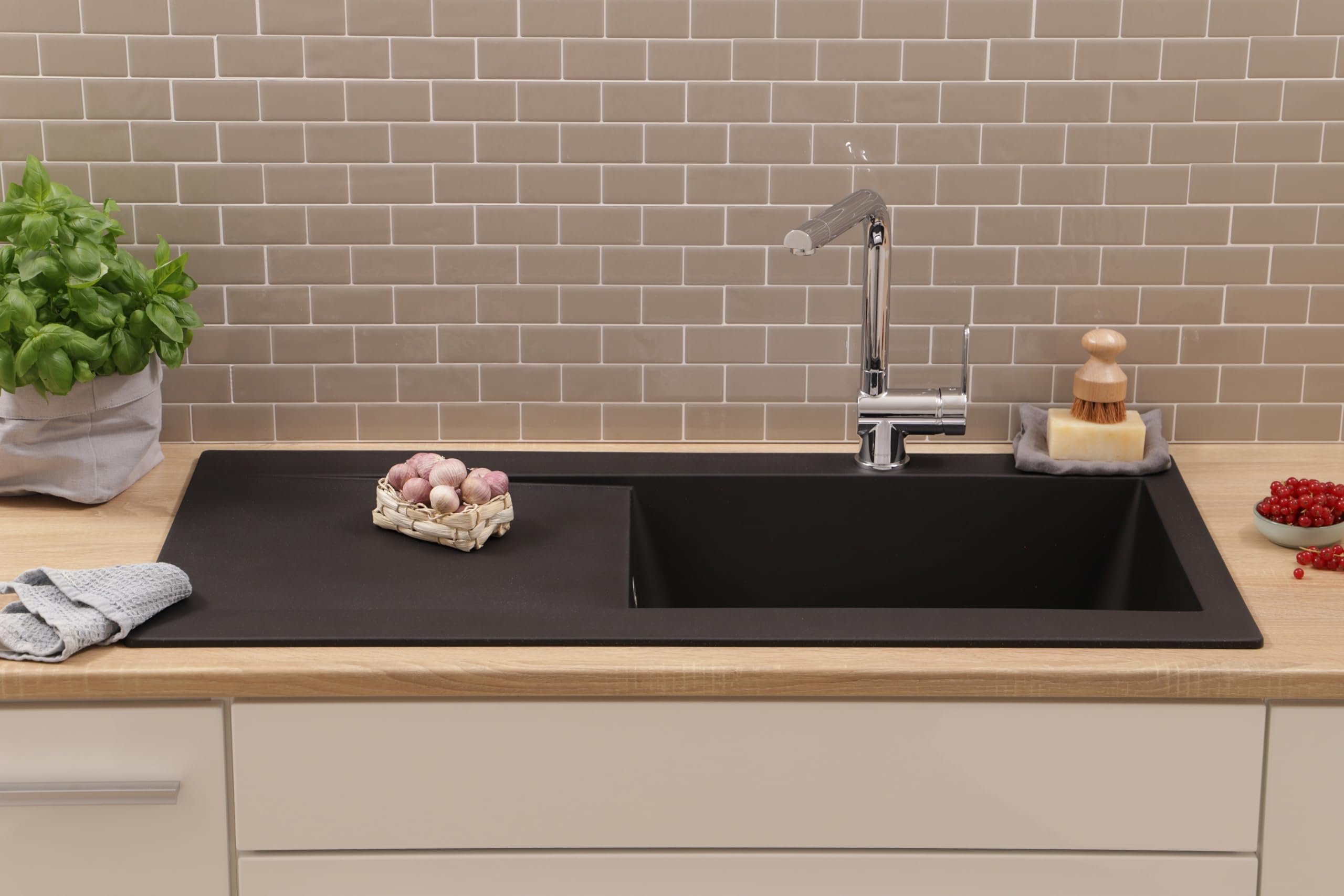 Respekta Denver Lavello da incasso in Mineralite 100x50 cm, nero
