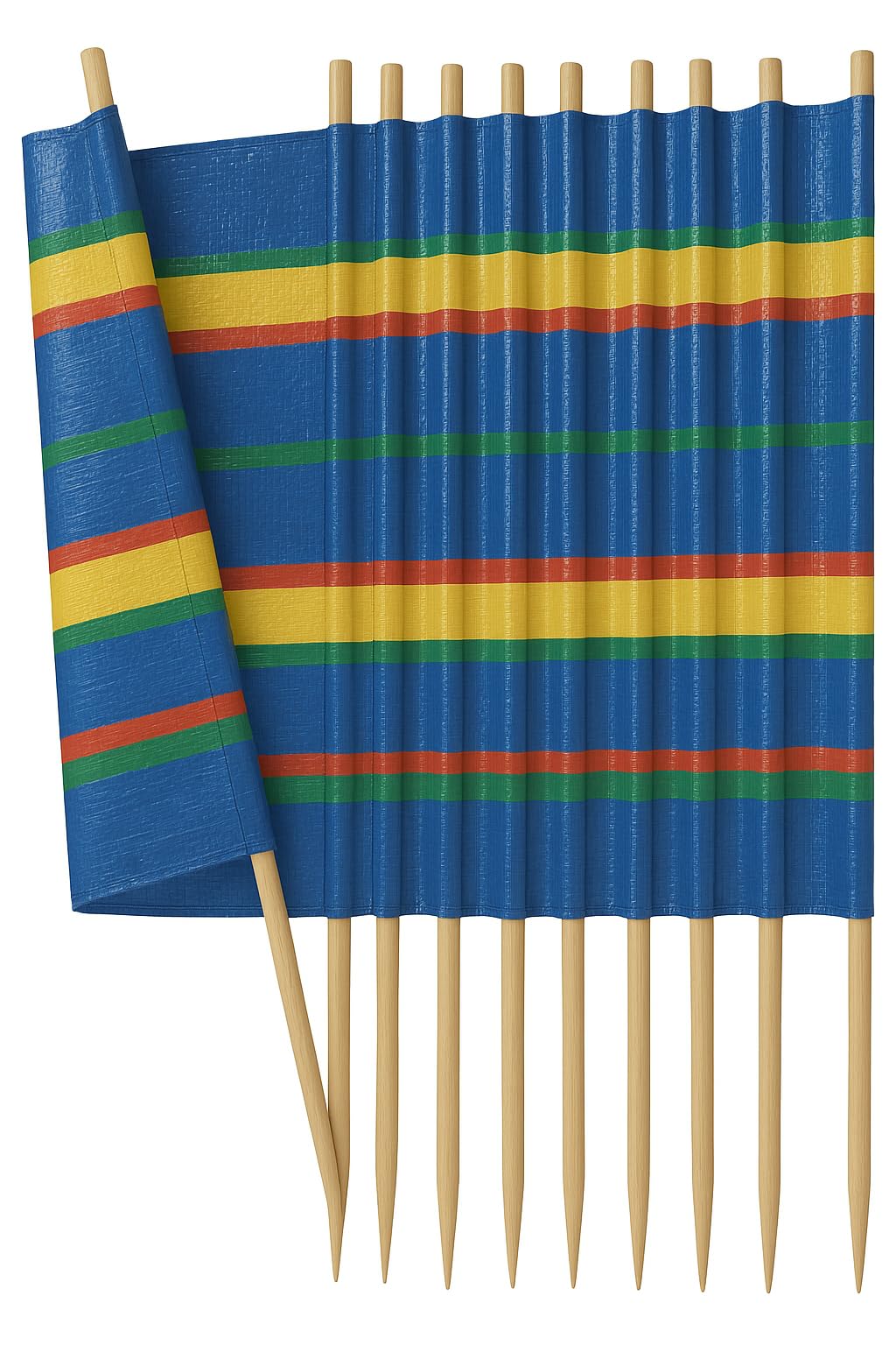 RANRHA 4 5 6 8 10 POLE WOODEN WINDBREAK FOR BEACH, CAMPING & GARDEN – MULTICOLOR STRIPED PRIVACY SCREEN FOR WIND & SUN PROTECTION (10Poles(Width:6.1m height: 1.2m))
