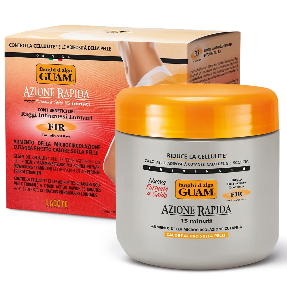 GuamFIR Anti Cellulite Seaweed Hot Body Mud - 500g Warm Cellulite Remover for Flat Tummy & Waist - Belly Tightening Skin Firming Cream - 15Min Fast Formula to Boost Skin Microcirculation & Elasticity