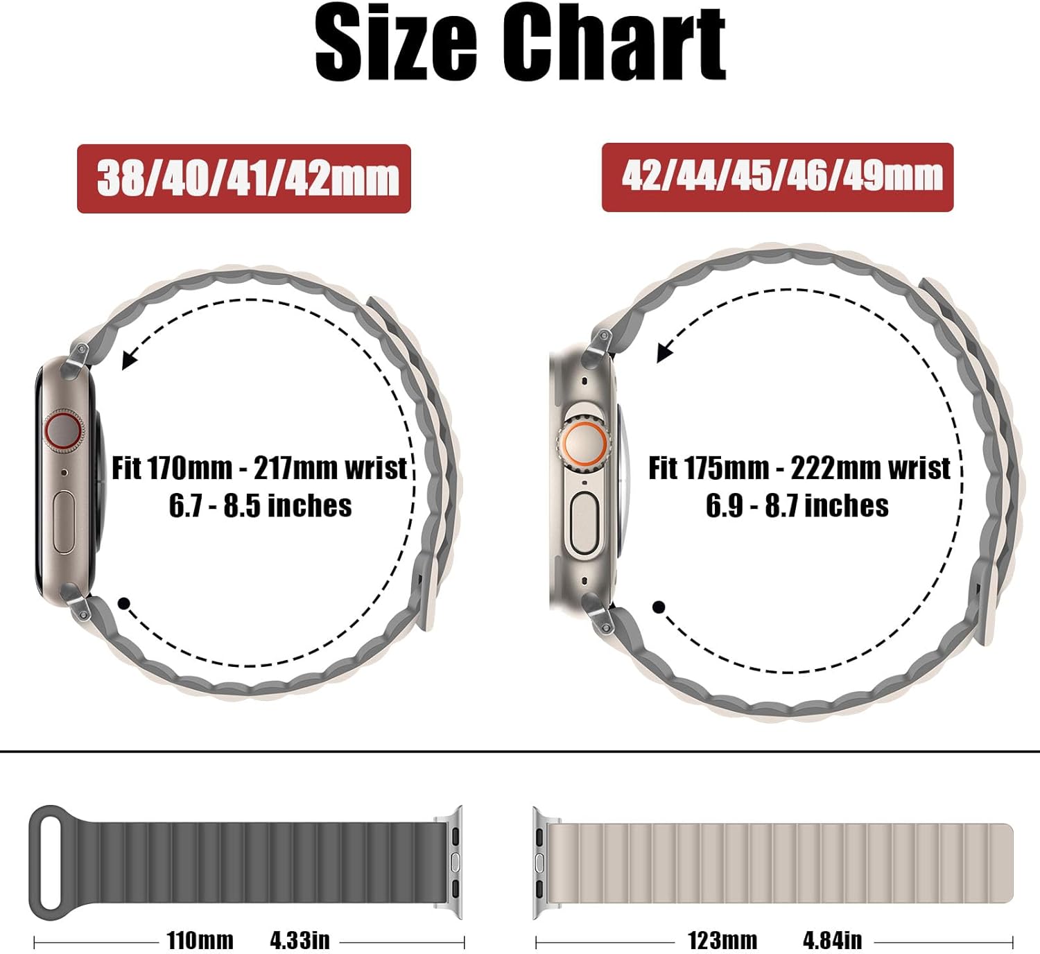 HITZEE Compatible with Apple Watch Band 49/46/45/44/42/41/40/38mm, Double Sided Silicone Magnetic Band Compatible for iWatch Ultra 3/2/1 Series 11 10 9 8 7 SE3 6 5-1 (42/44/45/46/49mm, Starlight Gray) - Image 6