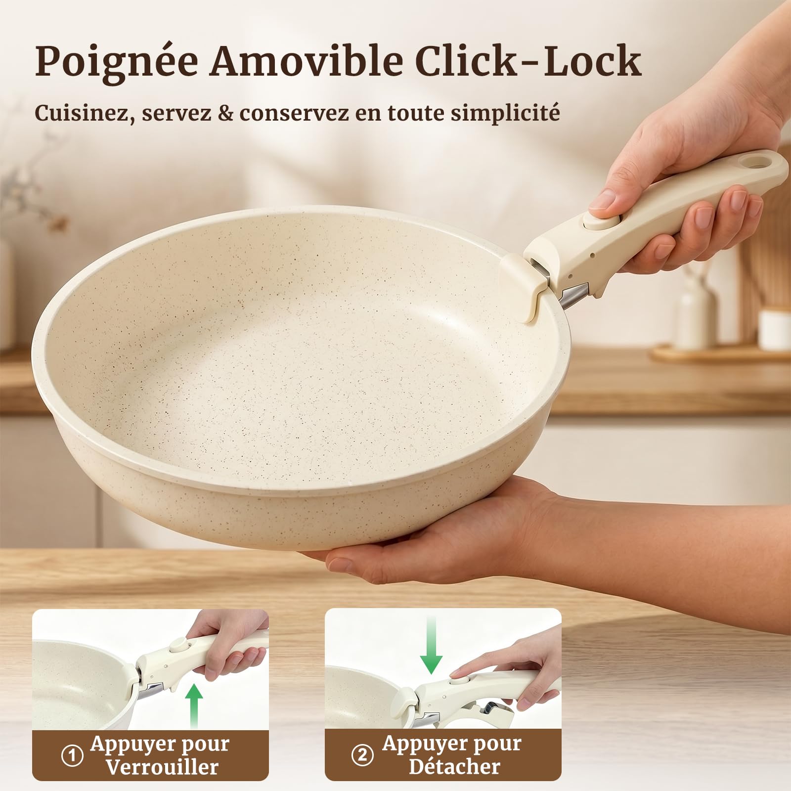 YASHE Batterie de cuisine 21 pièces, non toxique, sans PTFE ni PFAS | Non Toxique Set de Poêles et Casseroles en Granit, Compatibles Induction et Four, Empilable Gain de Place