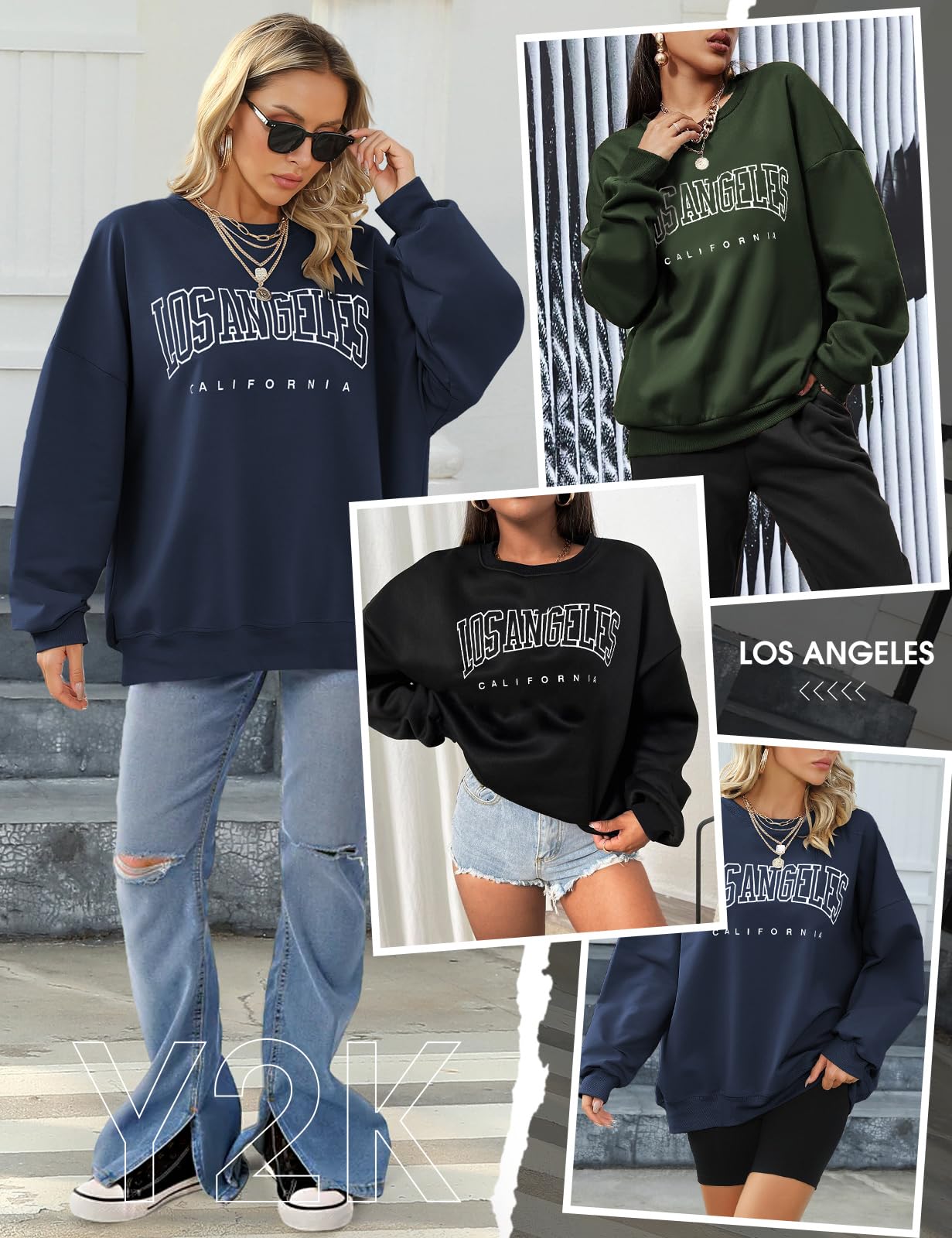 Voqeen Felpa Donna Lunga Invernale Classica Oversize Hoodie Casual Los Angeles Tuta Donna Sport Fitness Outdoor