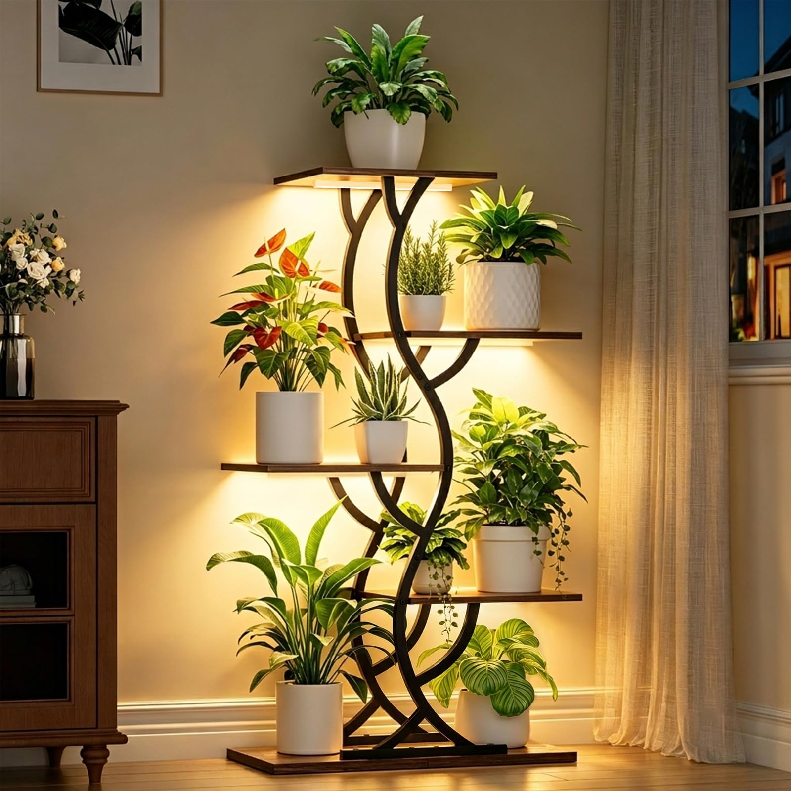EVAWOO 5 Tier Plant Stand with Grow Lights