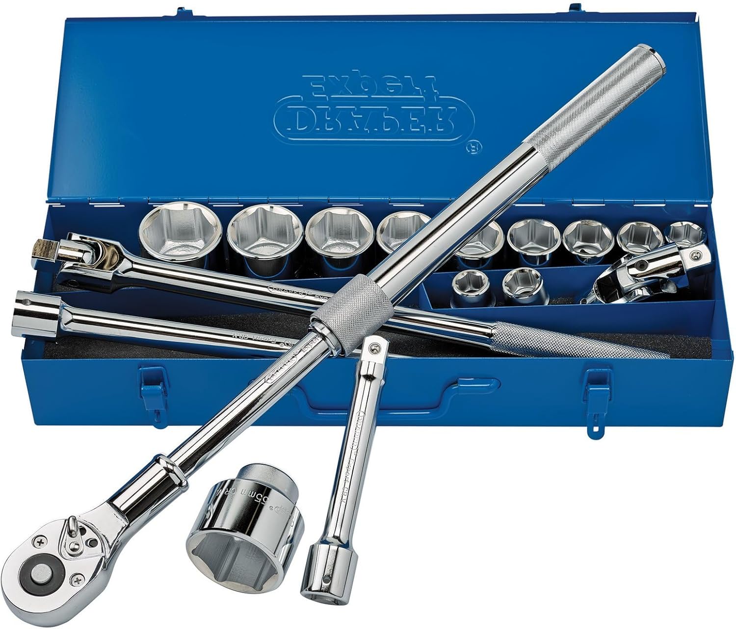 Draper 16486 3/4" Square Drive Metric Socket 17 Piece Set in Metal Case