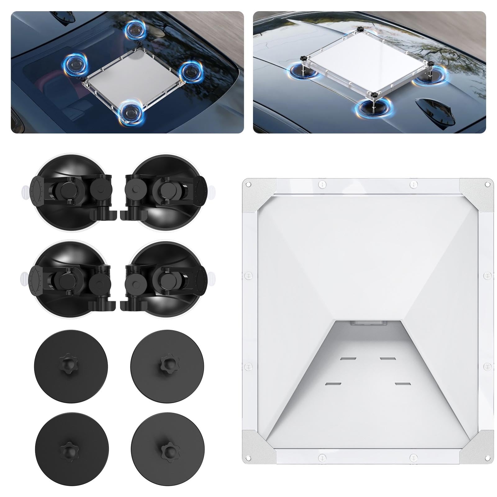 Jeffergarden Mini Supporto per Veicolo Piatto con Base Magnetica e Ventosa per Auto Rv Camion Barca Staffa Installazione Tetto