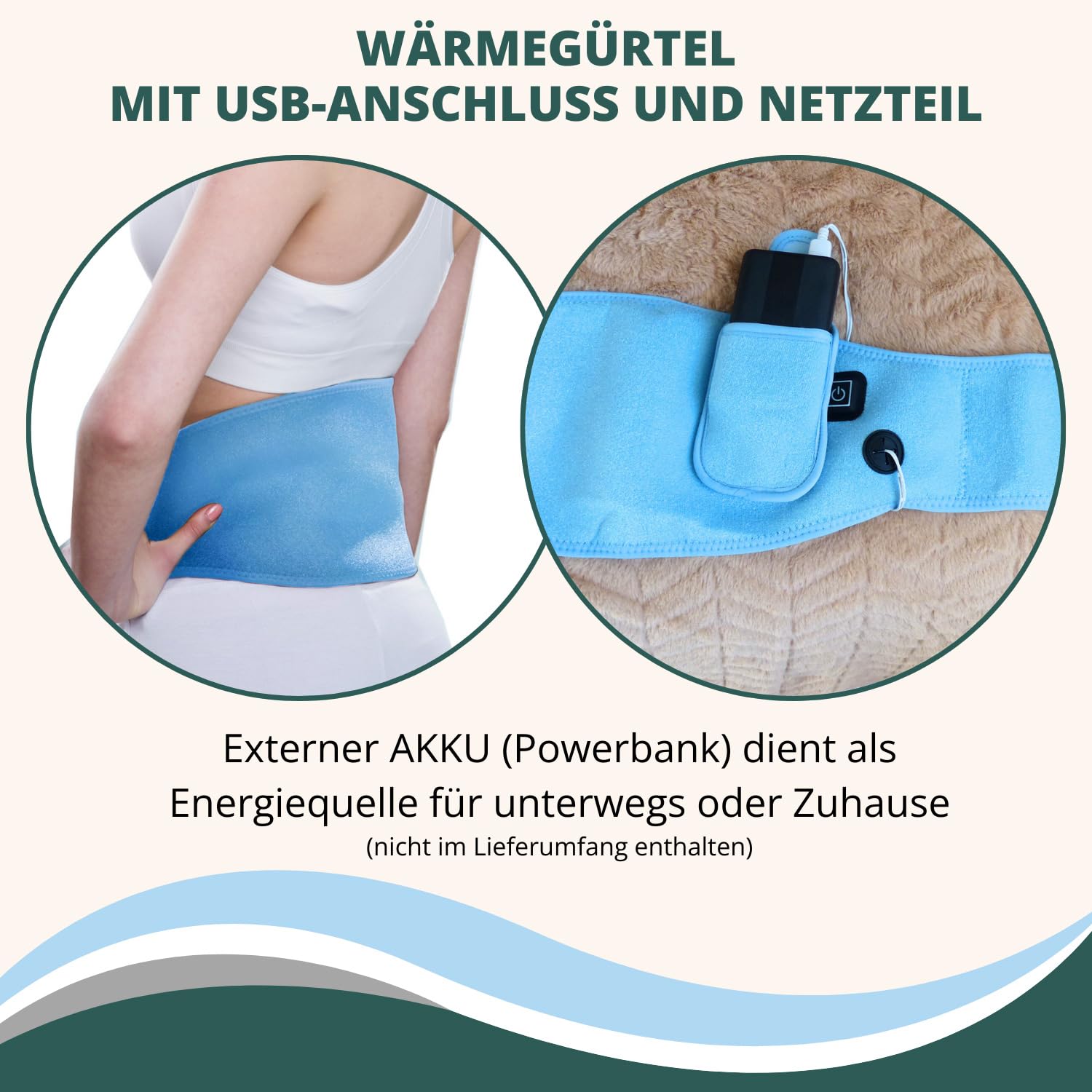 Syntrox Wärmegürtel für Nieren mit USB Douglas | Nierenwärmer | Bauchgürtel, verschiedene Temperaturstufen, 110 Watt, Wärmebehandlung, Schmerztherapie, Heizkissen