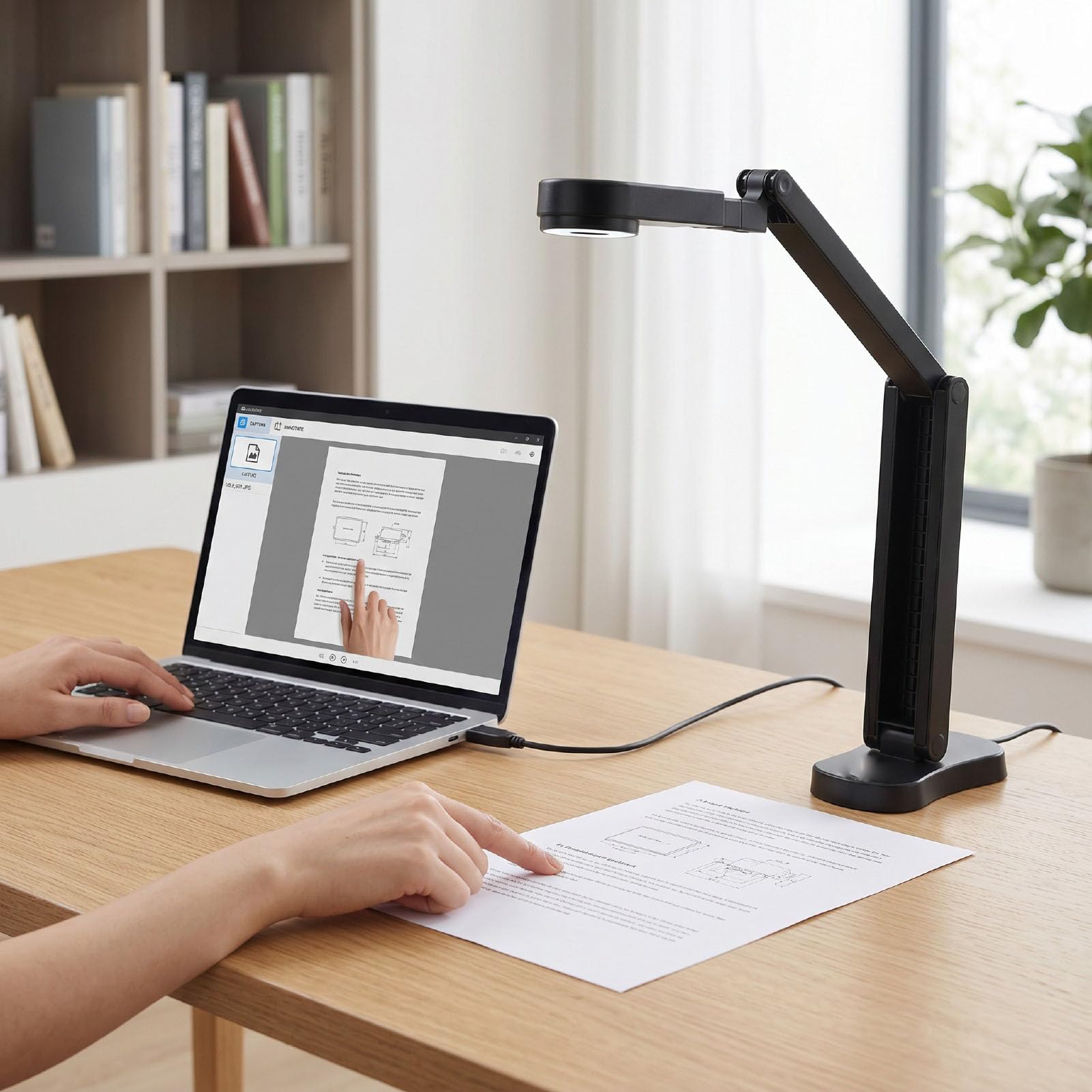 Tosuny Cámara de Documentos USB 4K 8MP con Enfoque Automático, Escáner A3/ Plegable, Luz LED Ajustable y Micrófono Dual, de Imagen para Enseñanza Remota y Videoconferencias