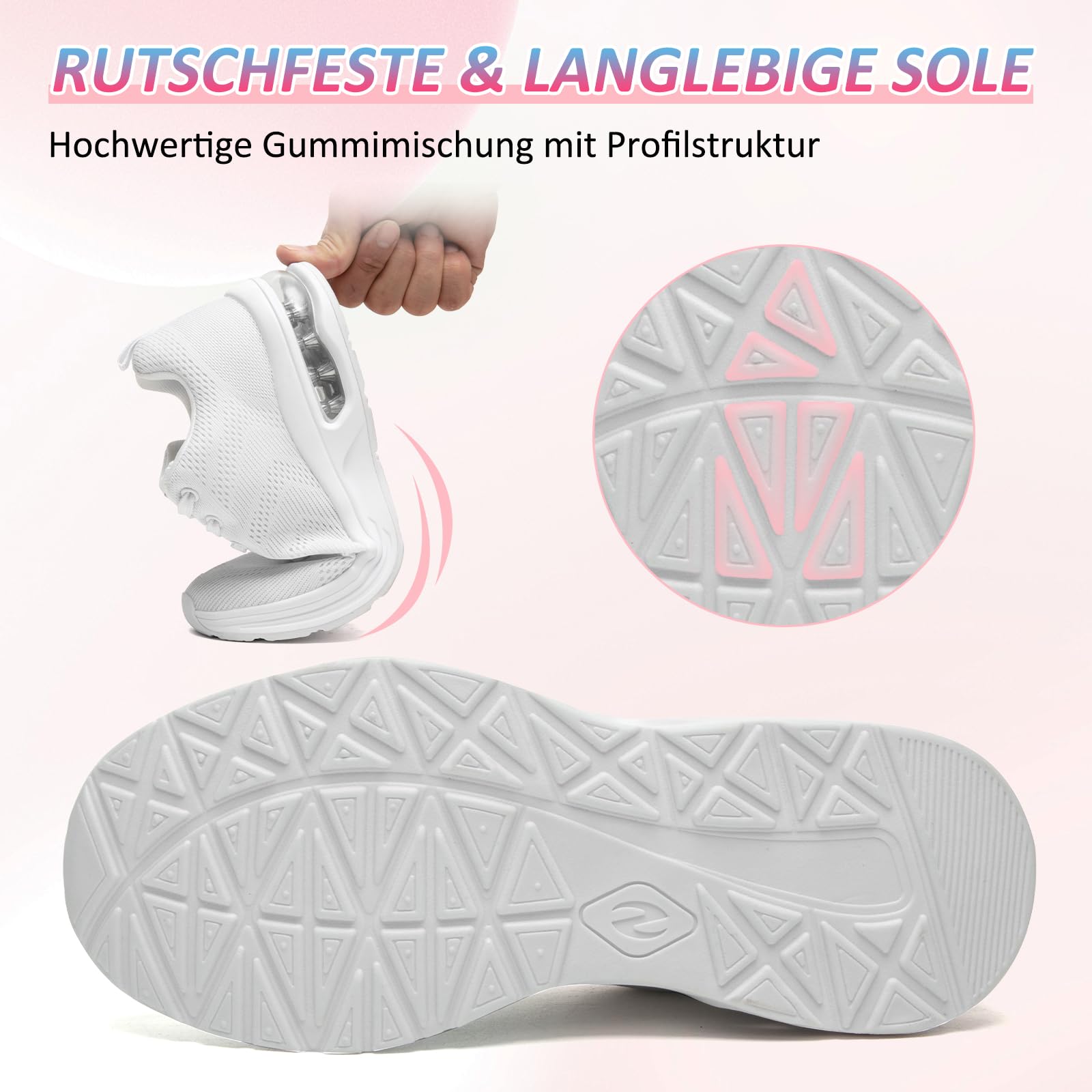 Laufschuhe Damen Turnschuhe Sportschuhe Damen Sneaker Luftpolster Stoßdämpfend Joggingschuhe Orthopädische Schuhe Leichte rutschfest Hallen Fitnessschuhe Atmungsaktiv Walkingschuhe Womens Trainers