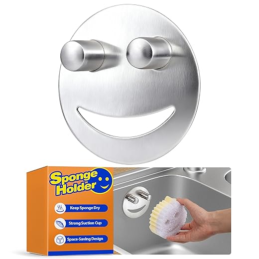 Discount Parts Direct Stainless Steel Sponge Holder For Scrub Daddy Mommy Sponge, Bathroom Kitchen Sink Caddy Organizer Storage with Suction Cup, Dishwasher Safe, Keep Sponge Dry, Silver, 1-Pack