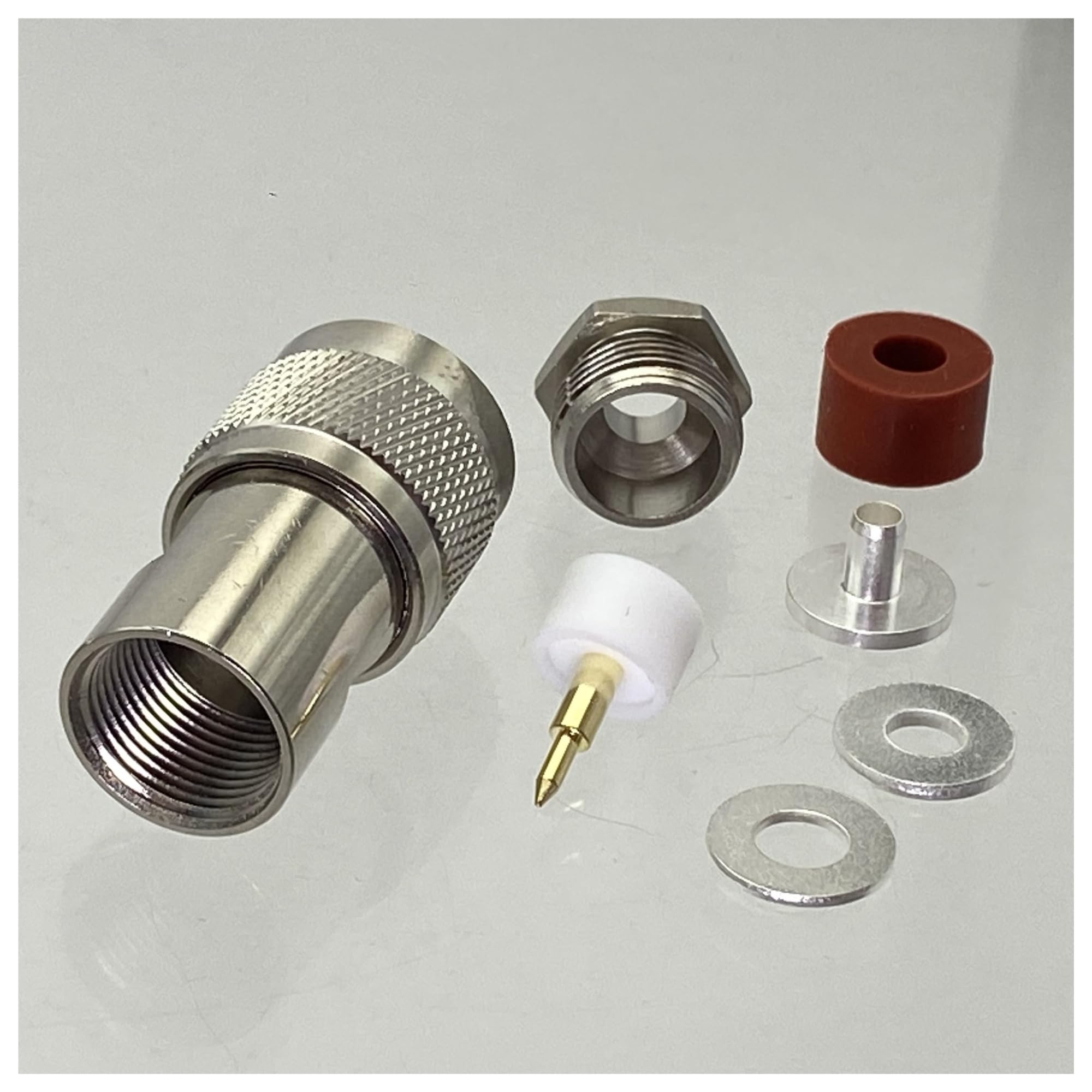 10 Uds N conector macho abrazadera RG58 RG142 LMR195 RG400 Cable RF Coaxial latón terminales de recto