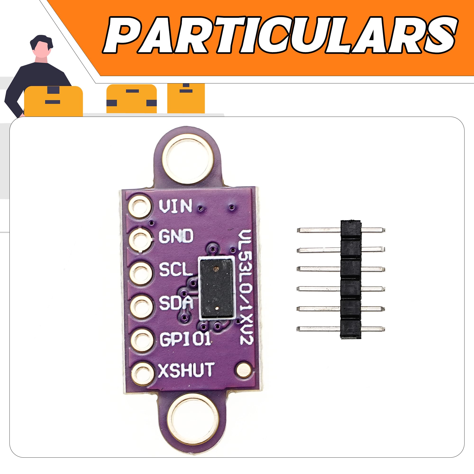 A-DIGISHUO 5Pcs Laser Ranging Sensor Module VL53L0X V2ToF Time of Flight Serial Port PWM Output, Purple - Image 2