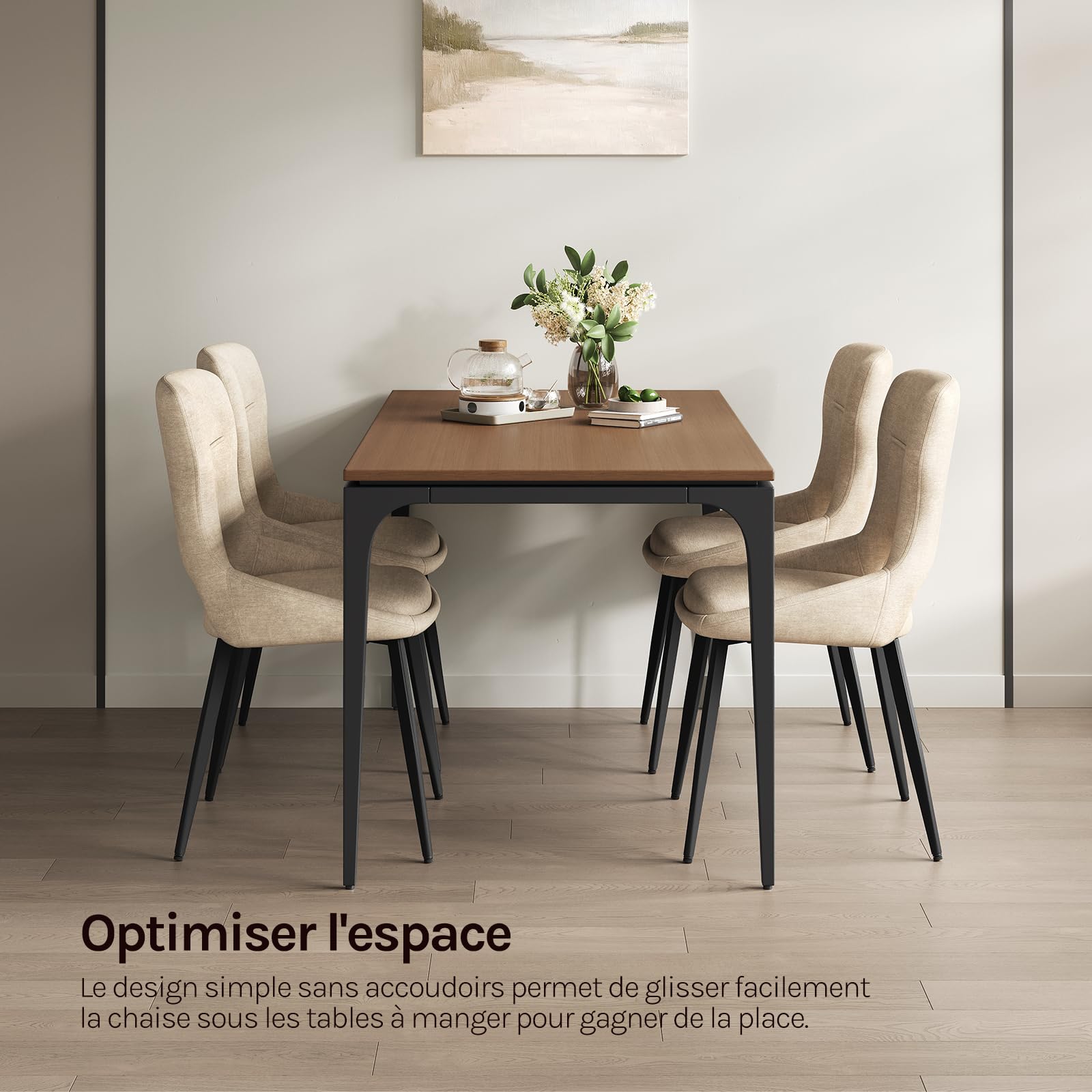 WOLTU Lot de 2 Chaises de Salle à Manger,Beige
