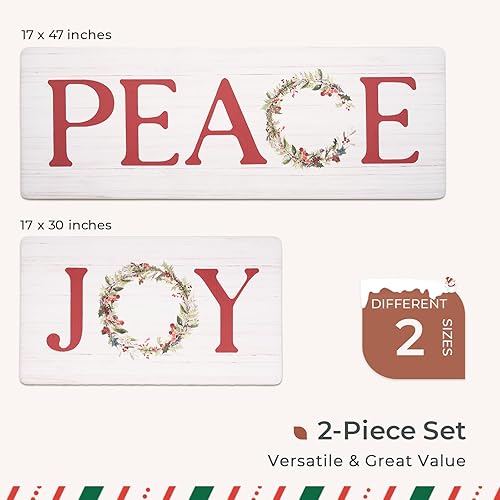 Miniatura 6 de FRESHMINT Juego de 2 tapetes de cocina navideños para piso, antifatiga, impermeables y antideslizantes, acolchados, lavables, cómodos, para