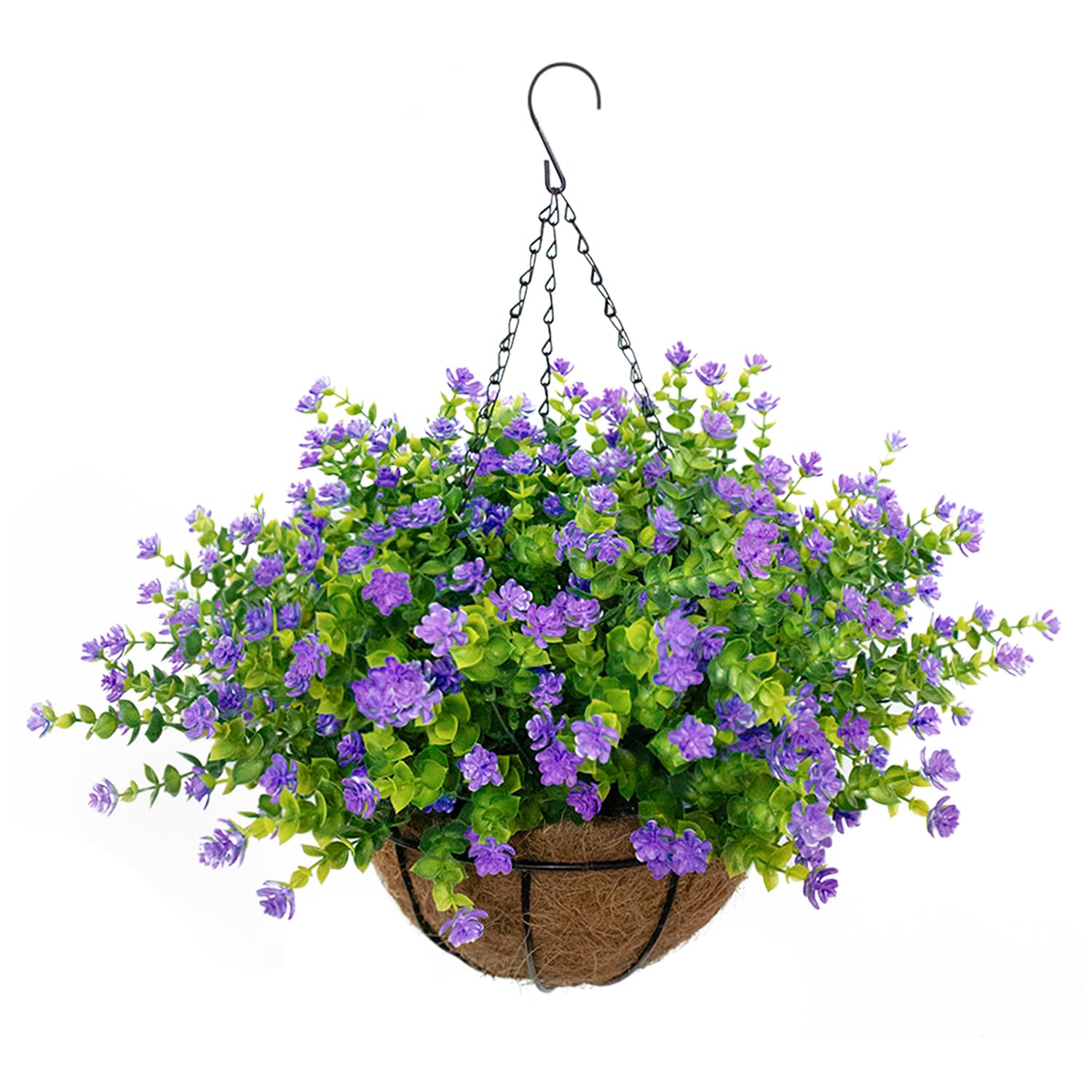 Cesto di fiori artificiali da appendere, 12 fasci di fiori artificiali realistici resistenti ai raggi UV, piante artificiali per la decorazione di esterni, casa, giardino, veranda, patio
