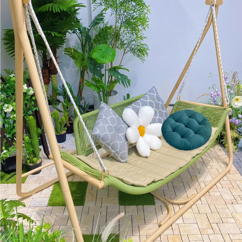 Cuscino per sedia, rotondo, 40 cm, 4 pezzi, per soggiorno, sala da pranzo, per interni ed esterni (verde scuro)