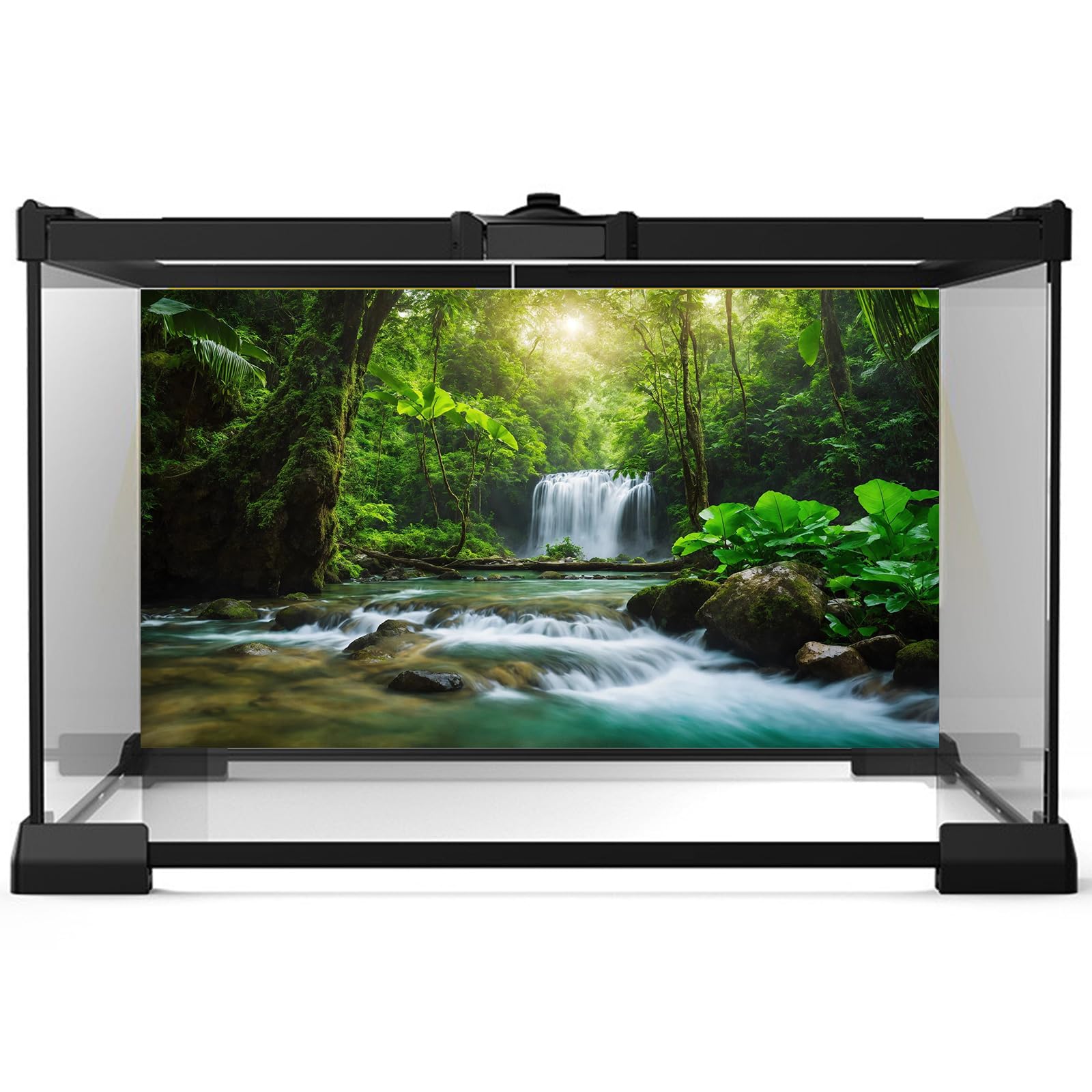Aquarium Background Waterfall Forest River Deep Terrarium Backdrop Mountain Stream Lush Green Trees Fish Tank Background Reptile Habitat Backdrop Decor Vinyl 24x16in