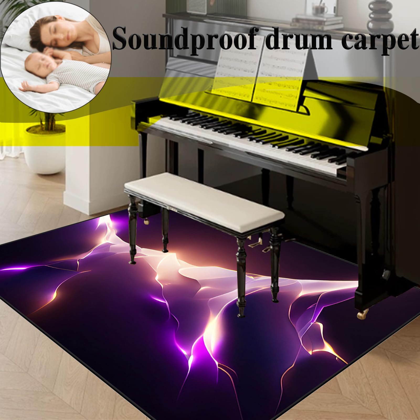 Tappetino per Batteria Acustica, Tappeti per Tamburi Elettronico, Drum Tappeto Insonorizzato per Batterie Elettroniche 200 x 170 cm