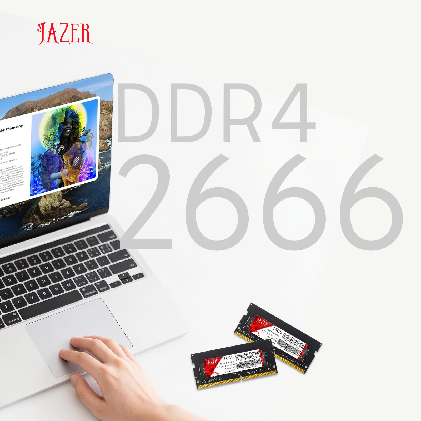 JAZER RAM DDR4 16GB 2666MHz SODIMM para Portátil, Módulo de Memoria para Computadora Laptop, PC4-21300, 1.2V, CL19
