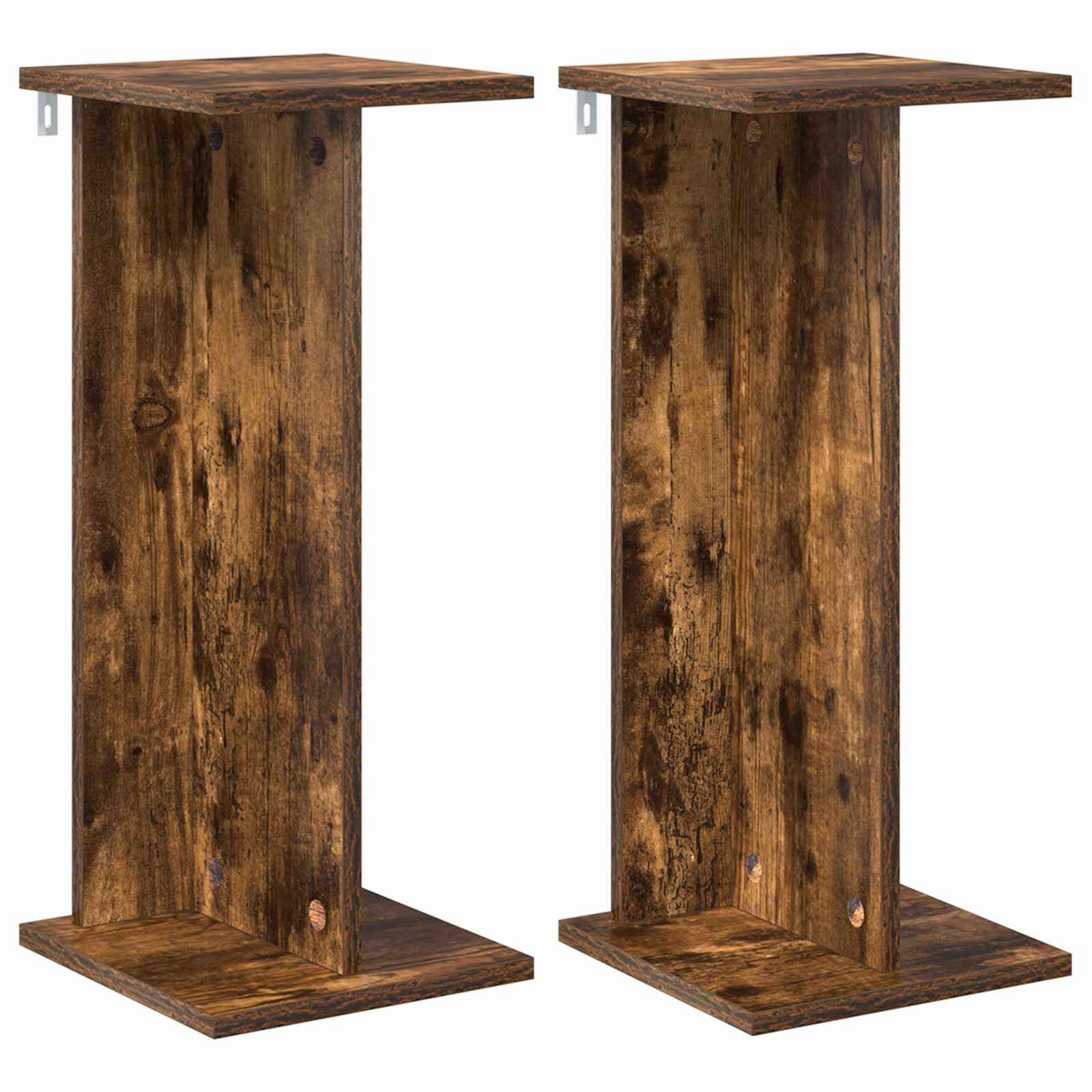 Supporto per piante, 2 pezzi, rovere affumicato, 25 x 25,5 x 60,5 cm | legno, più livelli, stabile, design moderno, per soggiorno