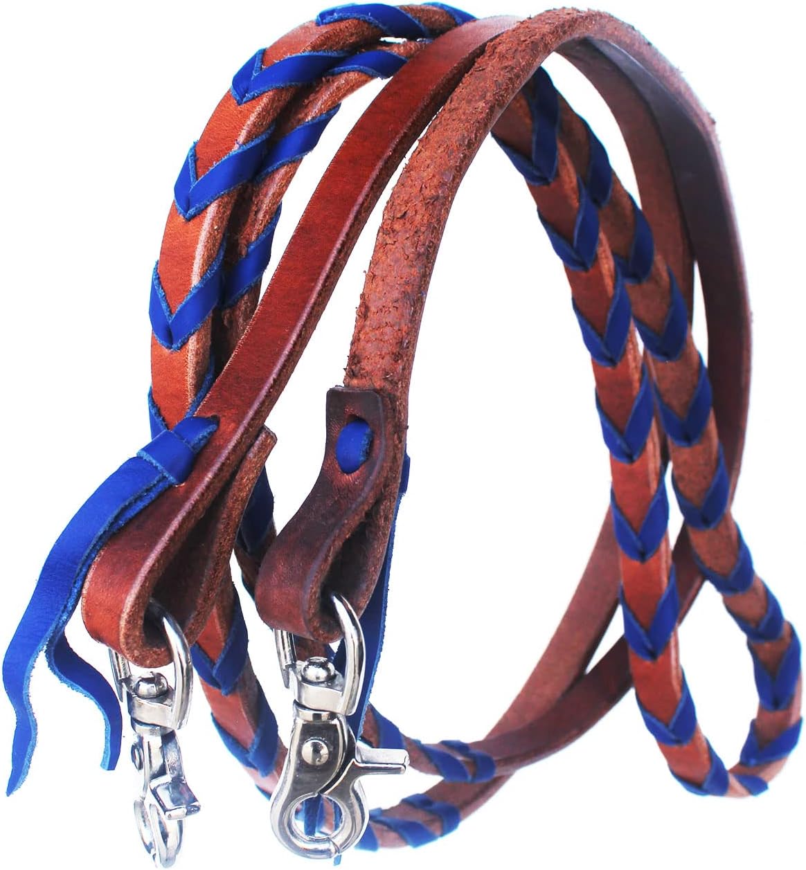 CHALLENGER Horse Western Leather Blue Laced Barrel Contest Reins 6686RB
