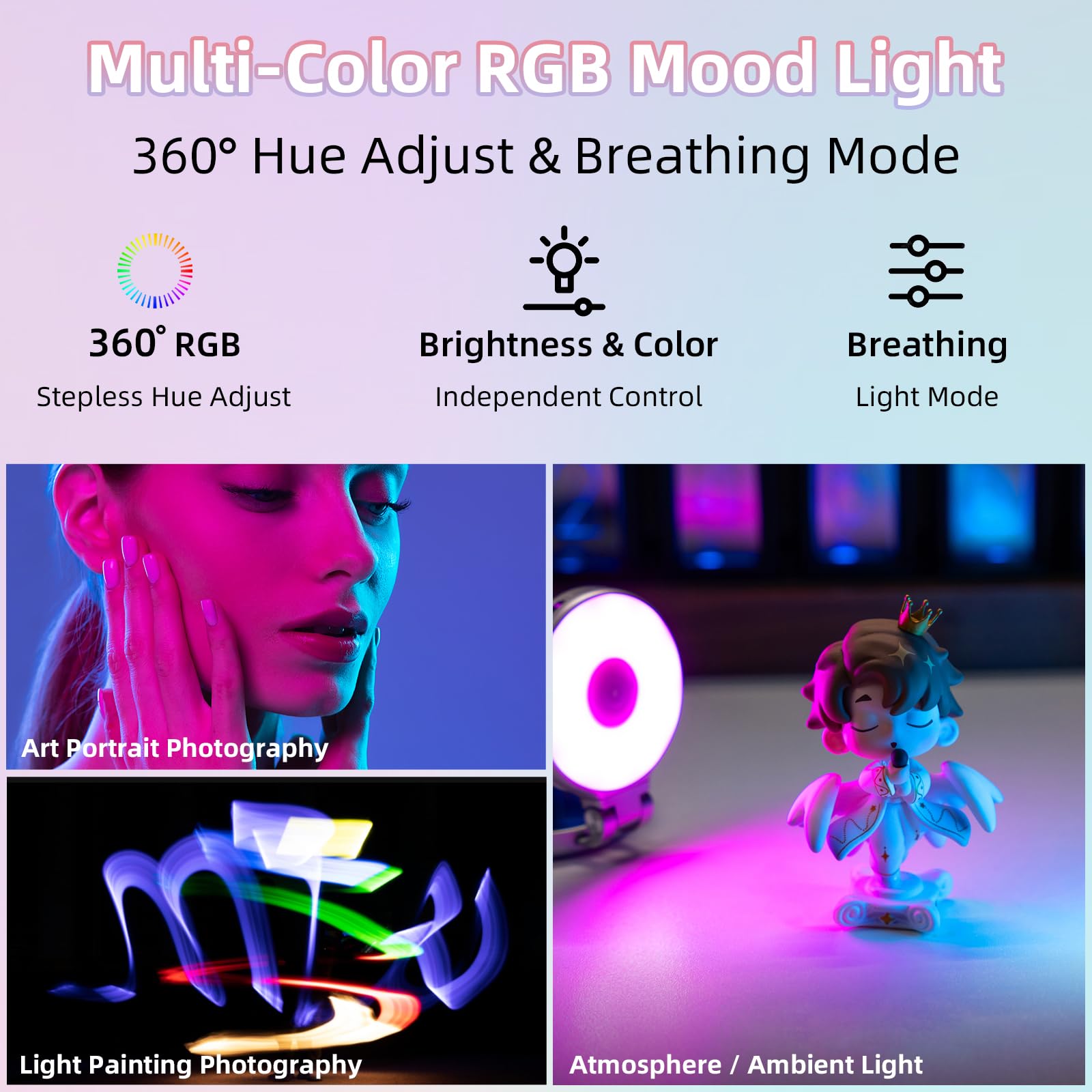 Fun Shot Empuñadura Magnética para Smartphone con Luz de Relleno Magnética RGB,Control Remoto Bluetooth de 10 Metros con Carga USB-C Desmontable,1/4 Rosca,Compatible con iPhone y Android