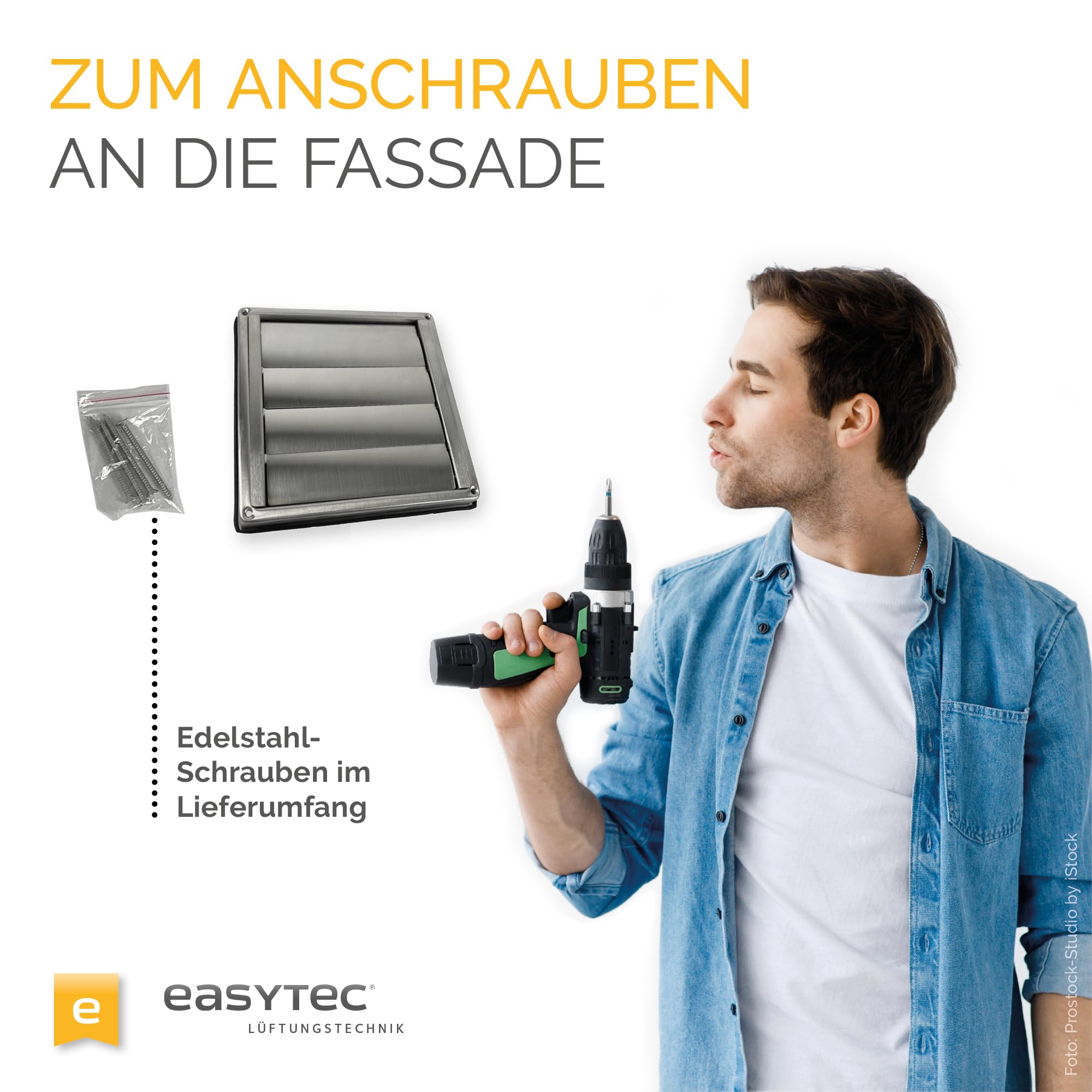EASYTEC® Montagefertiges Mauerkasten-Set | DN Ø 150 mm | 220 x 90 | MK-SET1 | Edelstahl-Jalousie, Teleskoprohr, zweite Rückstauklappe, 2 m Flachkanal 220 x 90 mm, Verbinder, Umlenkbogen, Übergangsstück
