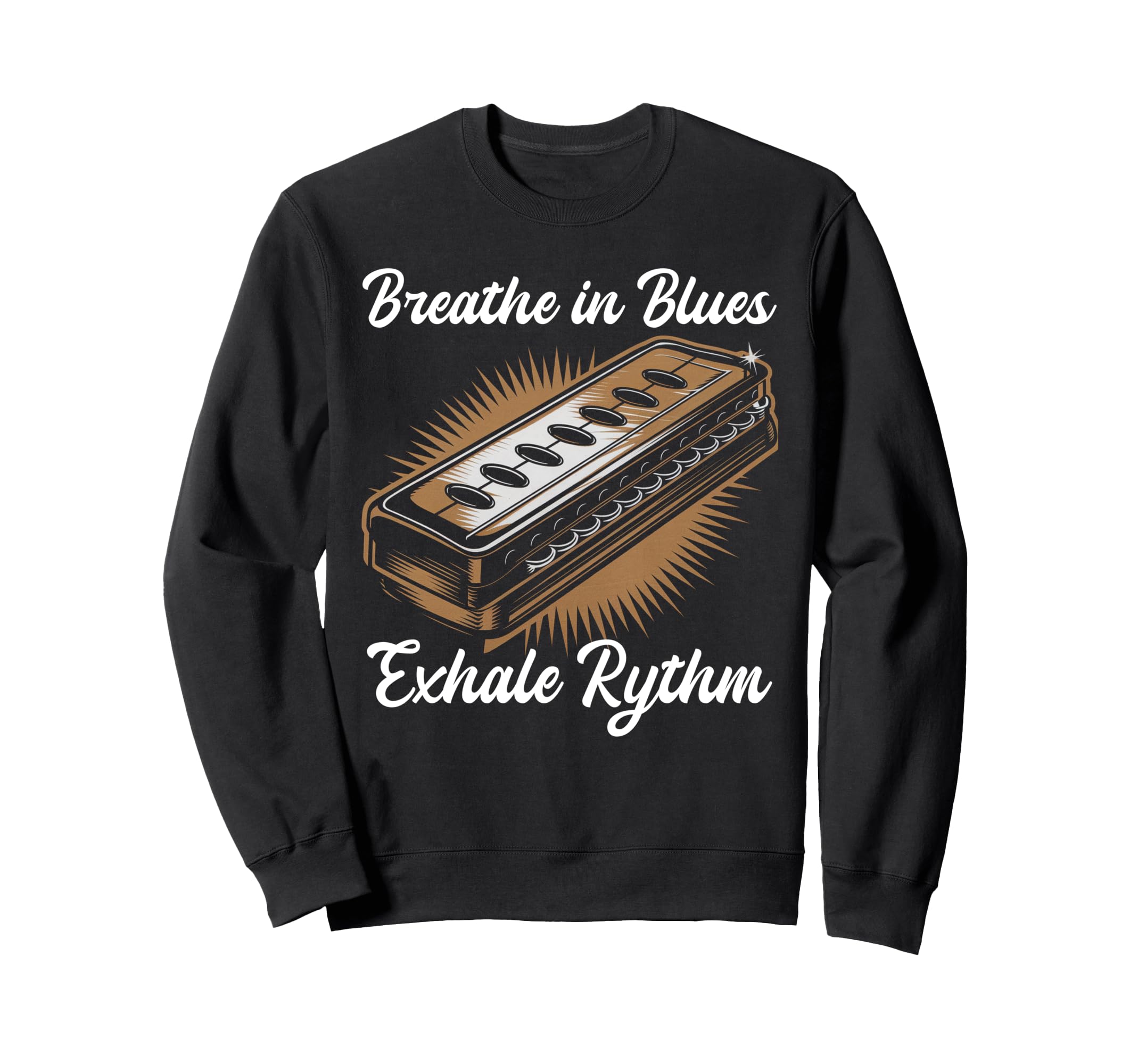 Harmonica Neck Holder Musician Harmonica Player Harmonicas Sweatshirt, Black