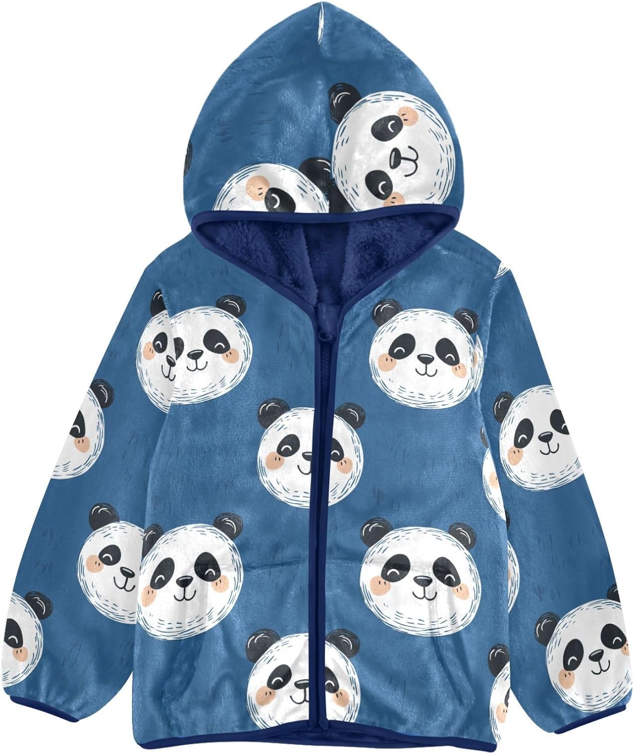 Blue Panda Face Black White Toddler Soft Jackets Outerwear Jackets Navy Blue Baby Hoodie for Boys 3T
