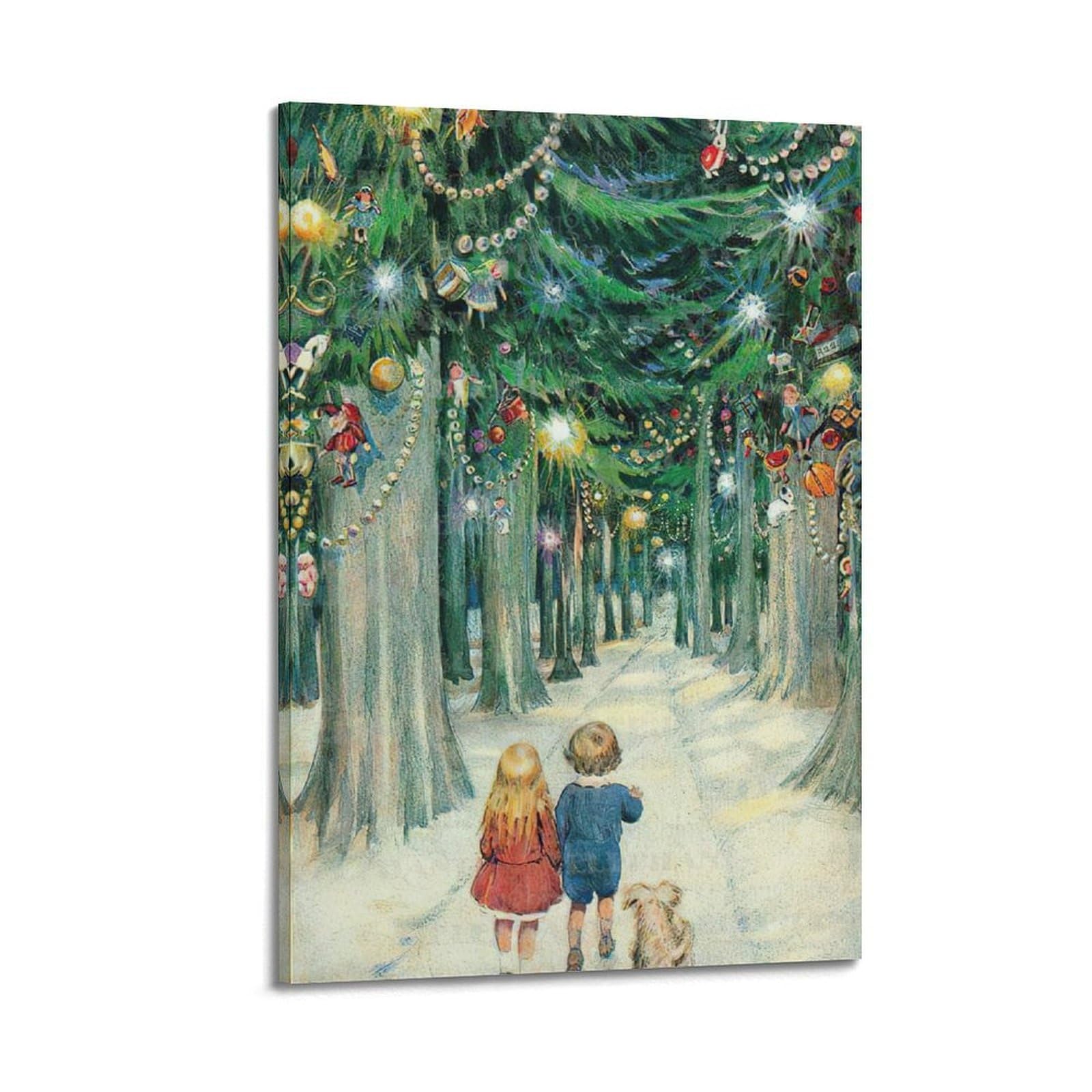 CWLLOG Stampe artistiche da parete su tela, poster natalizio giocoso avventura nella foresta che mostra festival innocenti, decorazione moderna per soggiorno e camera da letto, 40 x 60 cm