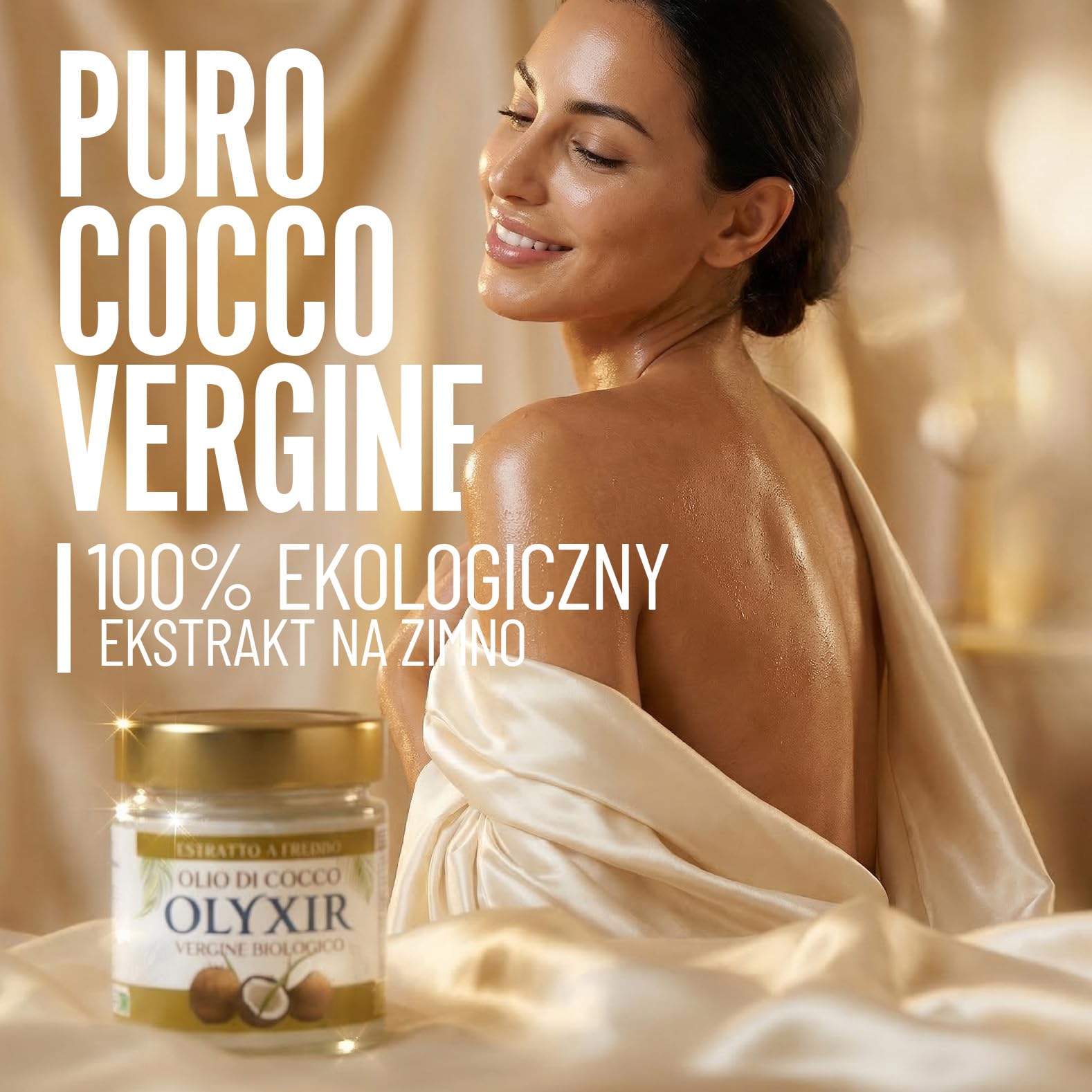 OLYXIR - Ekologiczny olej kokosowy do kosmetyków, tłoczony na zimno, 200 ml, naturalny środek do usuwania makijażu, nawilżający naturalny kosmetyk, olej kokosowy, do skóry, ciała i włosów, organiczny
