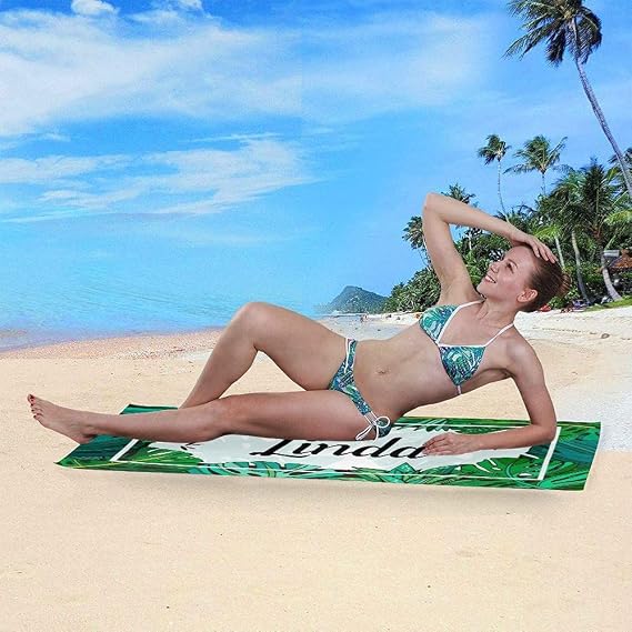 Florals Personalized Beach Towels, Hello Summer Custom Bath Towel with Name, Summer Cool Style Swimming Pool Towel for Adult Kid Women Men Girl Boy 3060 inches