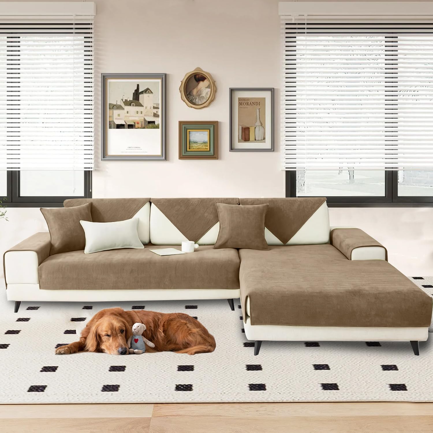 Herringbone Chenille Fabric Furniture Protector Sofa Cover 1 2 3 Seater - Image 2