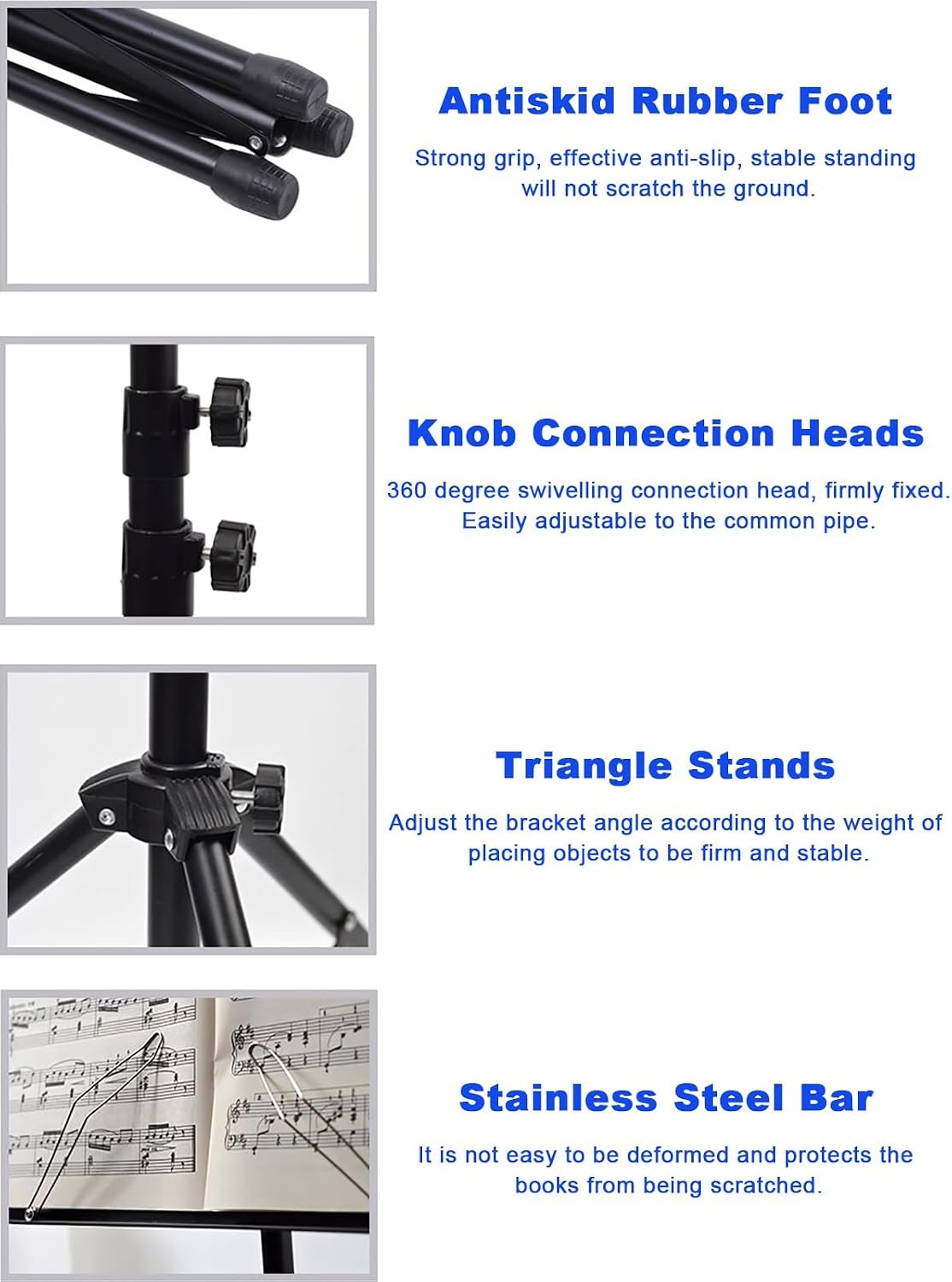 Professional Musical Stand for Sheet Music, Folding Instruments Holder Equipment, Portable Street Art Music Books Stands for Outdoor Traveling