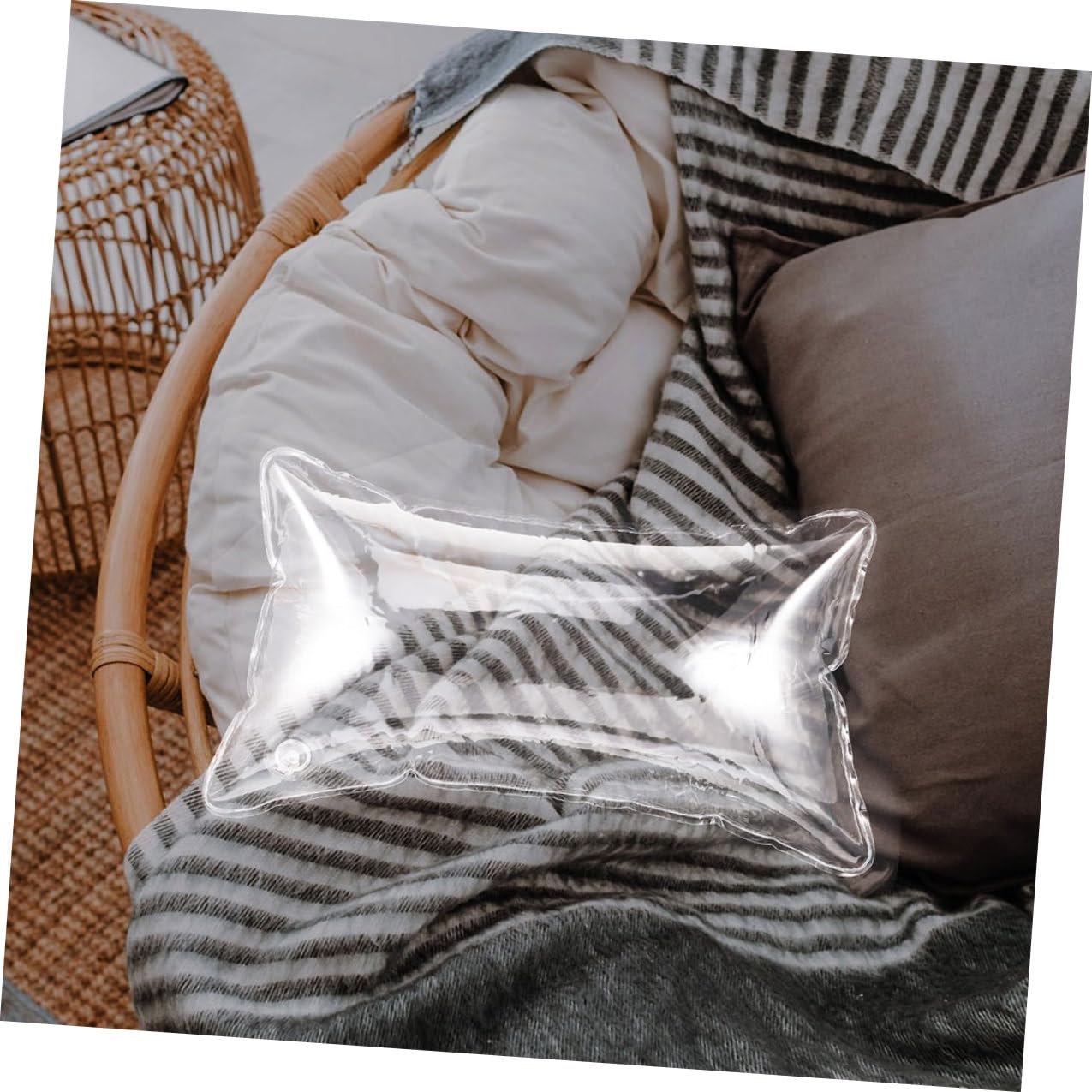 Hemobllo Oreiller Gonflable Transparent en PVC, Portable pour Voyage