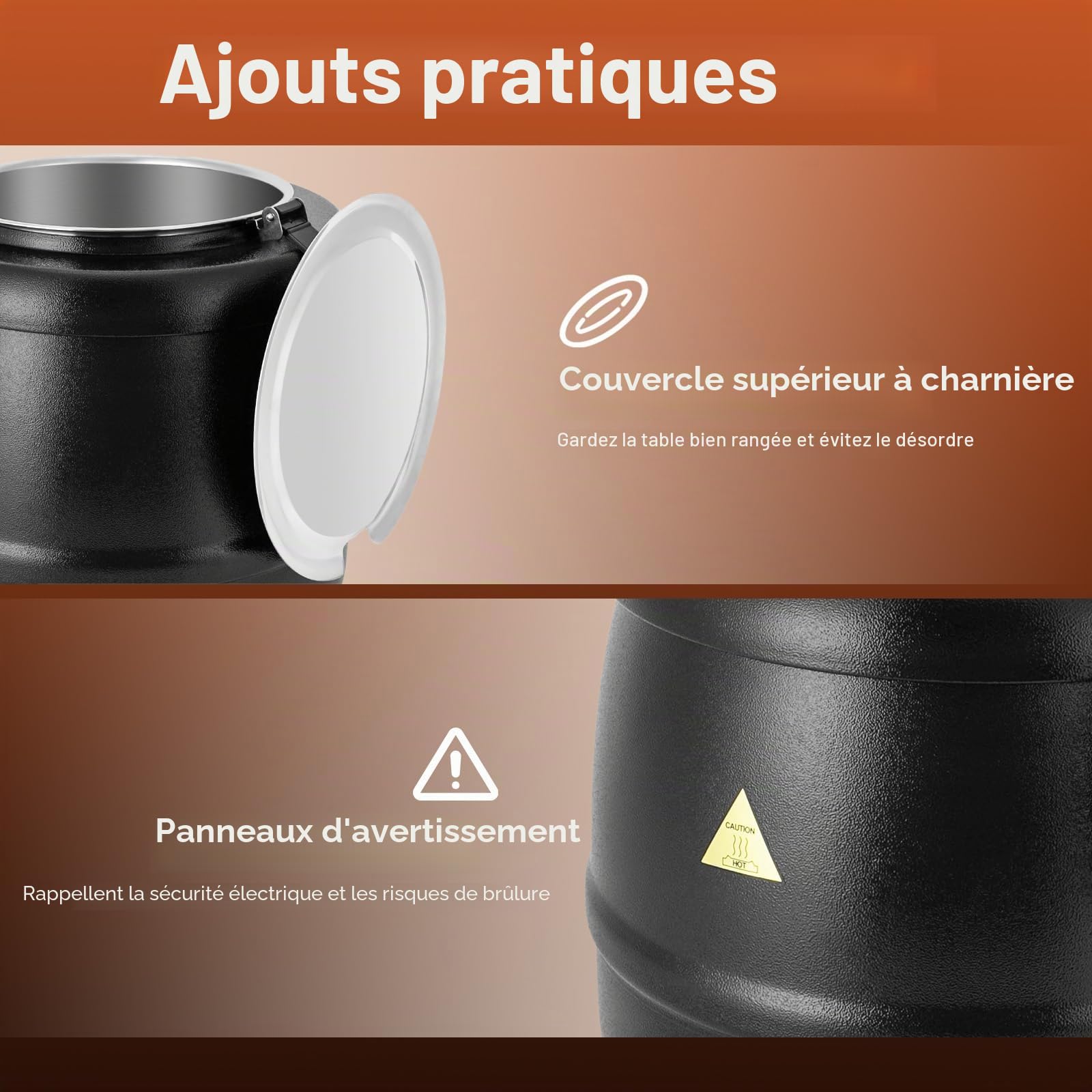 Marmite à Soupe Électrique 10L en Acier Inoxydable Soupiere Electrique Température Contrôlable Marmite Electrique pour Foyers/Buffets/Restaurants/Boutiques de Petit-déjeuner