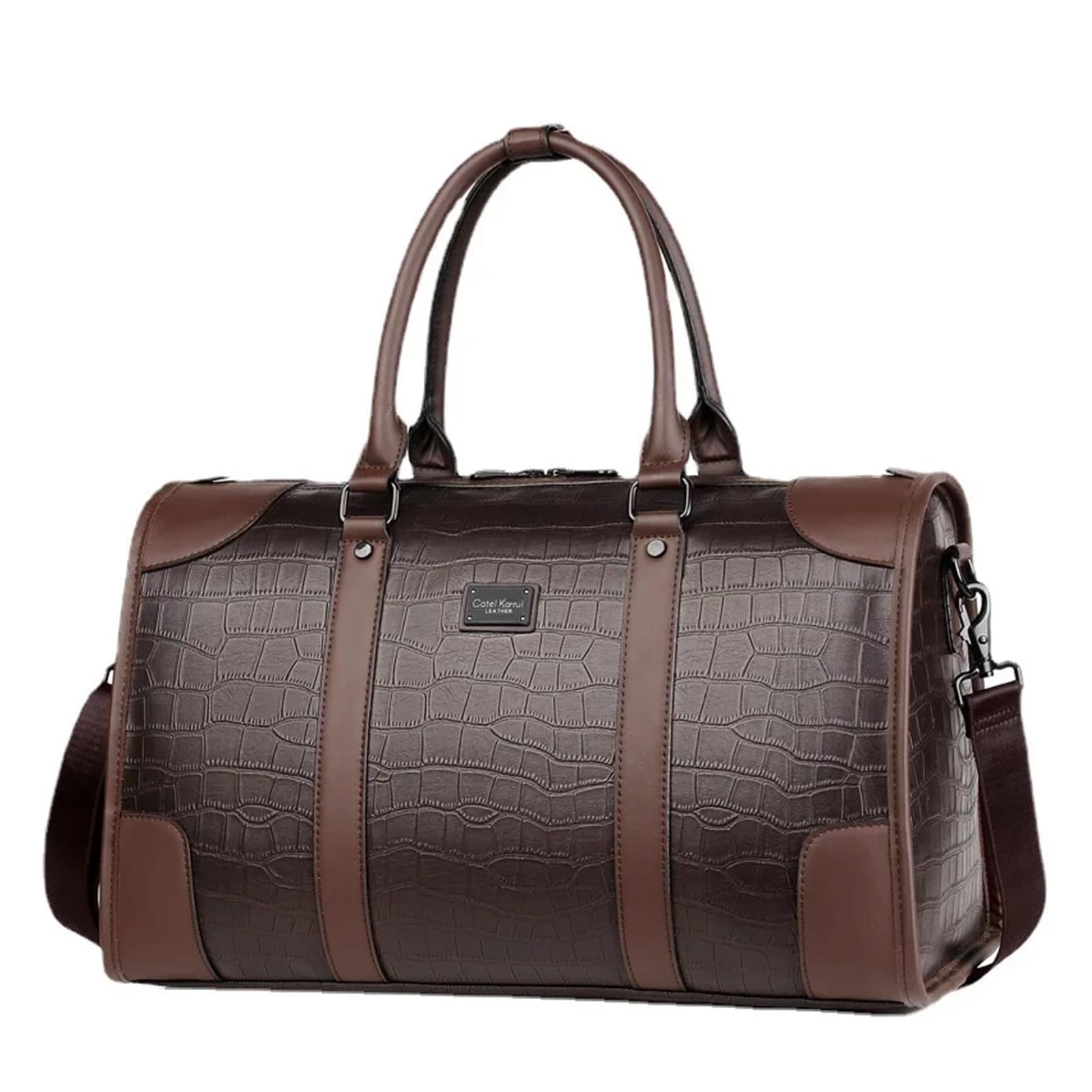 Bolsa De Viaje De Cuero Bolso De Viaje For Hombre, Gran Capacidad, Cuero, For Fin Semana, For Gimnasio, Equipaje Mano, Lona Impermeable, Hombro For Impermeable(Brown)